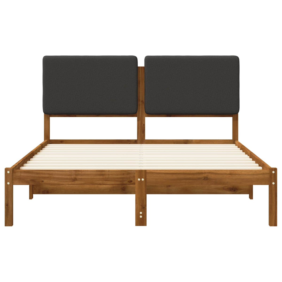 Bed Frame with Upholstered Headboard Natural and Dark Grey