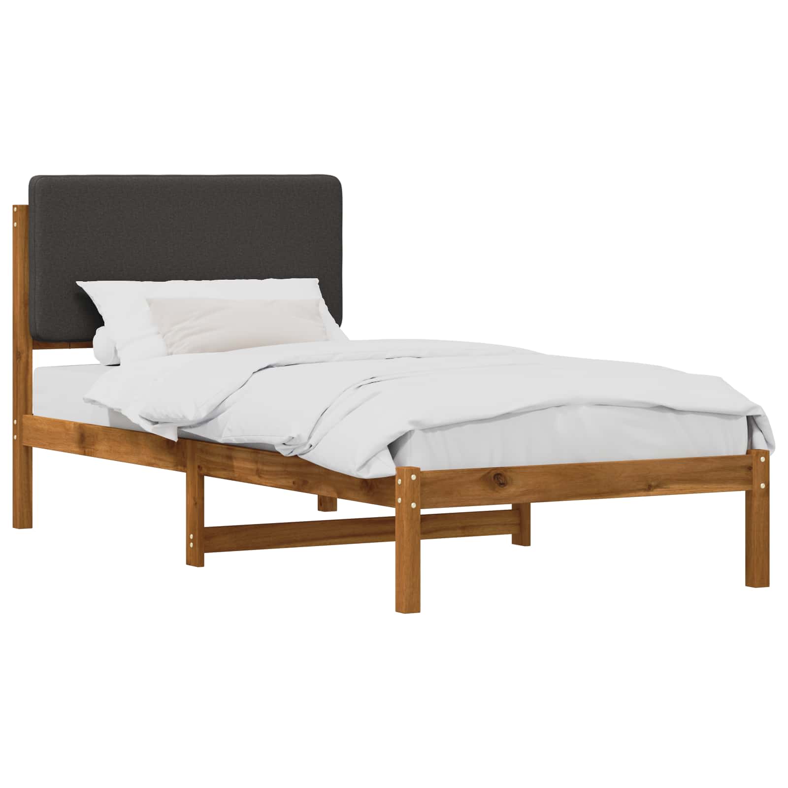 Bed Frame with Upholstered Headboard Natural and Dark Grey
