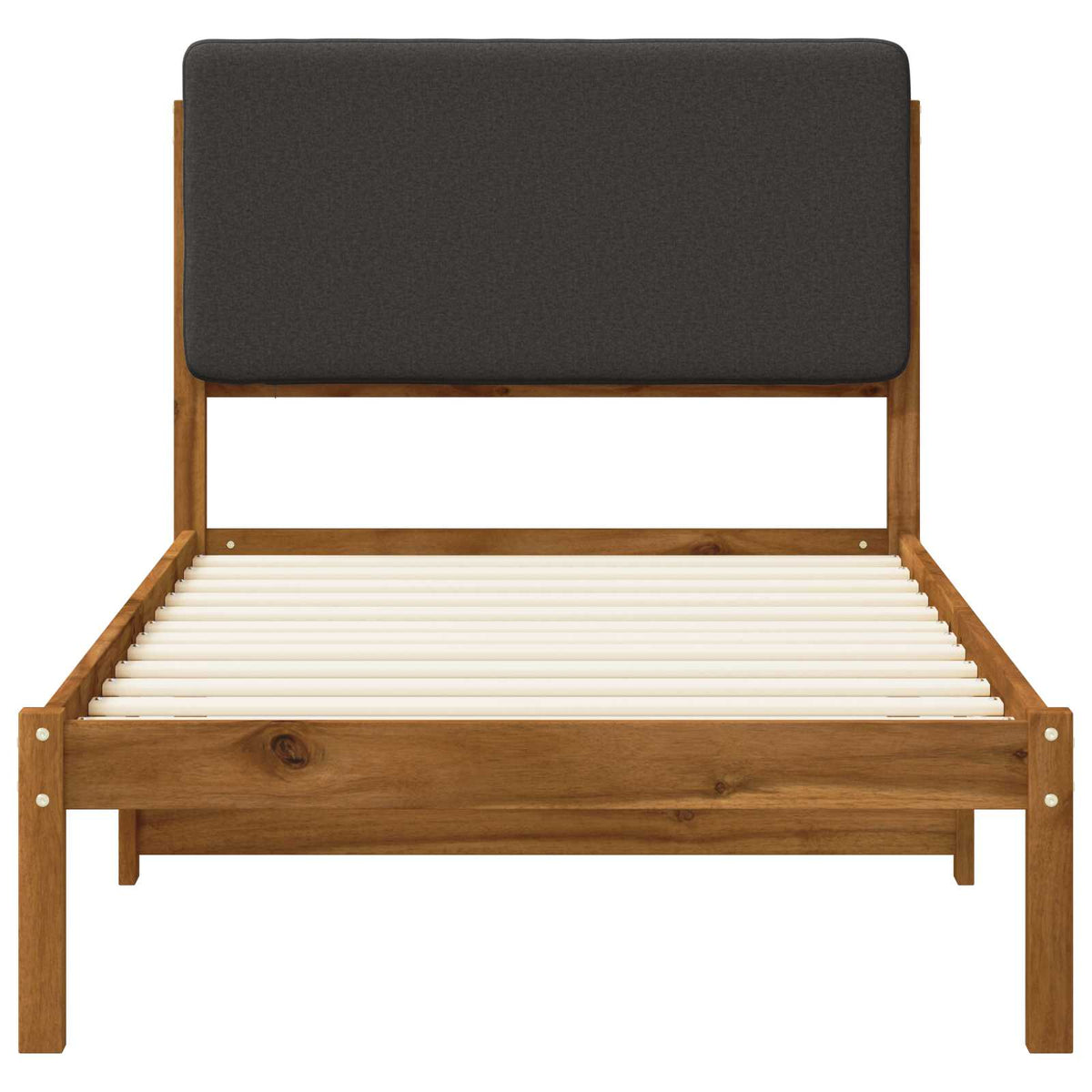 Bed Frame with Upholstered Headboard Natural and Dark Grey