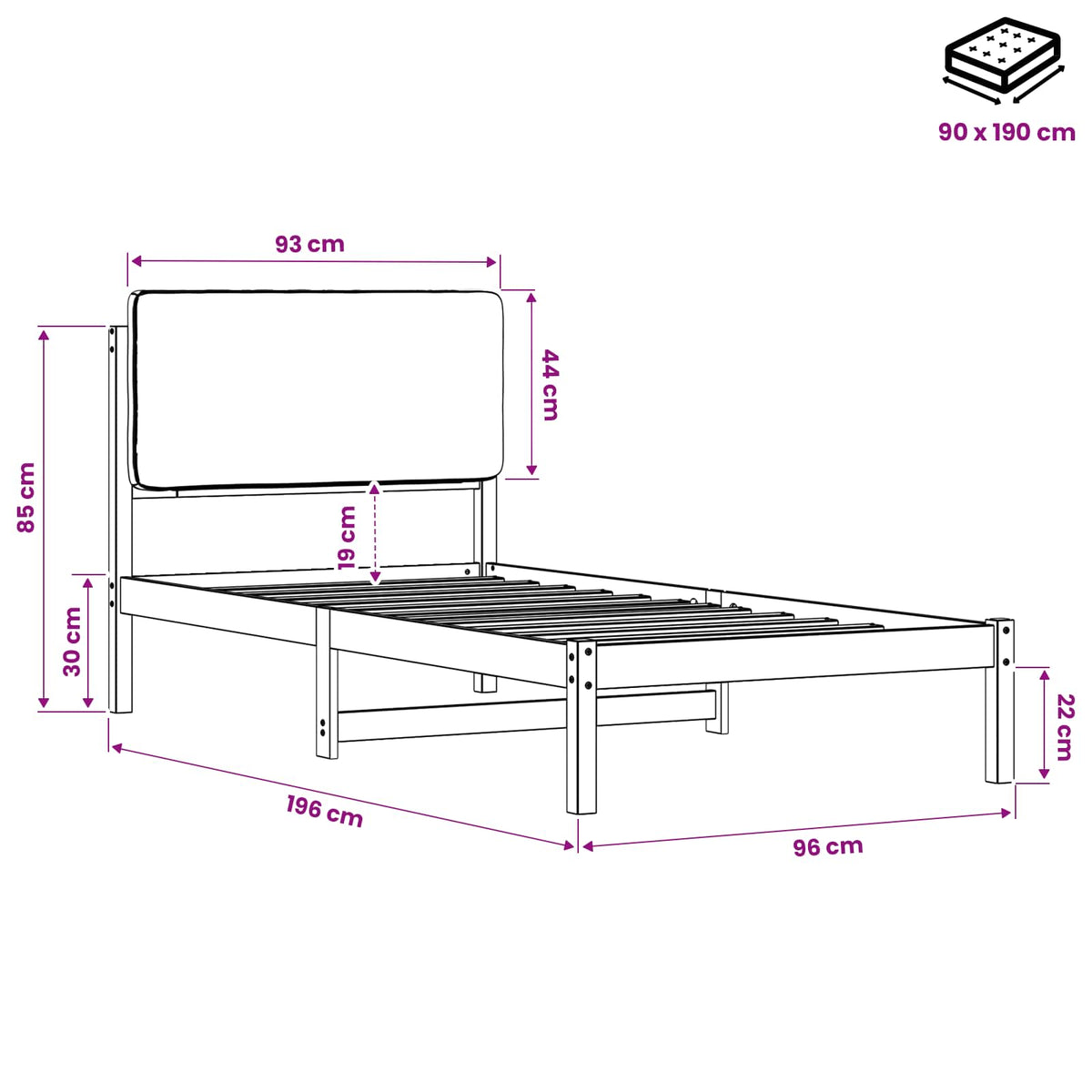 Bed Frame with Upholstered Headboard Natural and Dark Grey