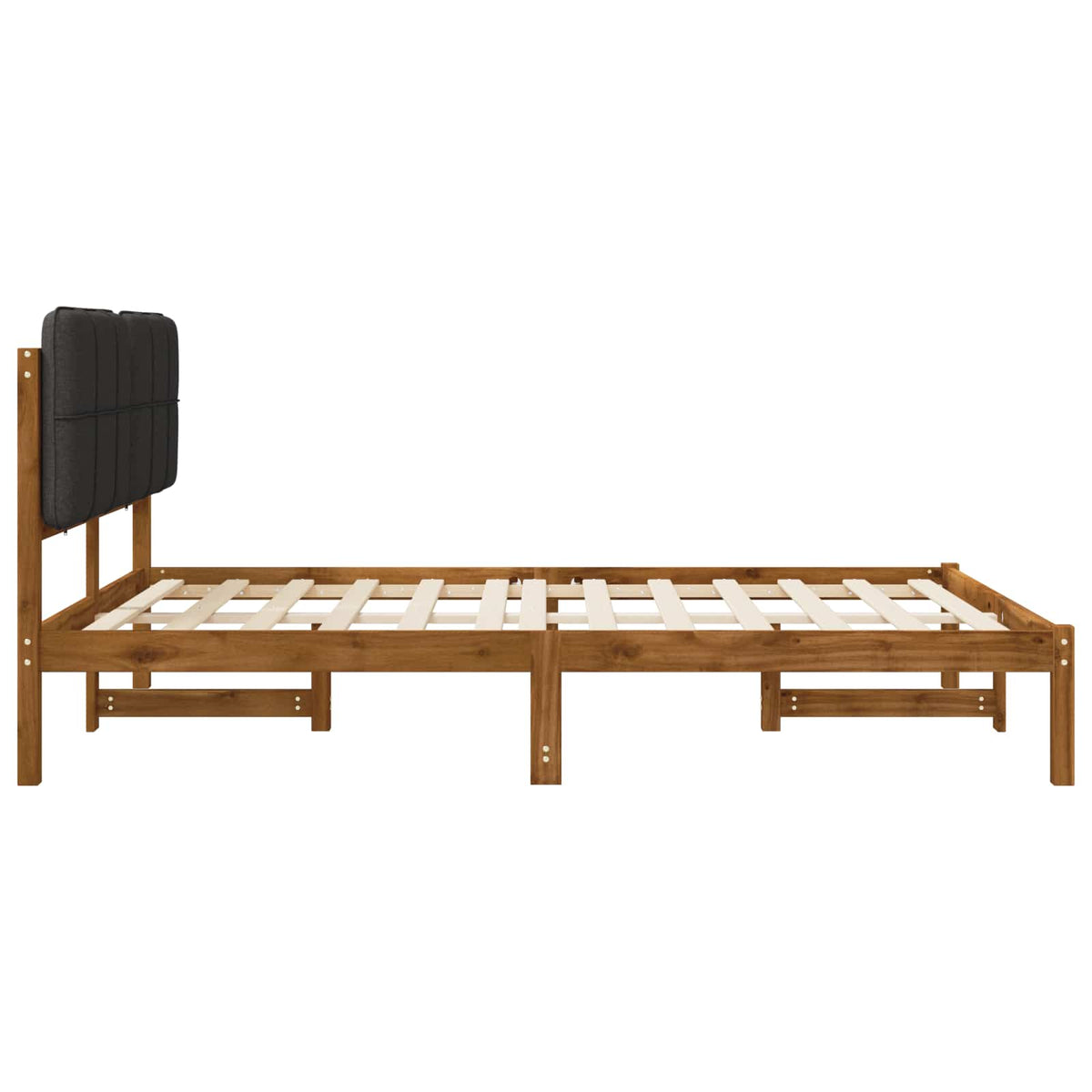 Bed Frame with Upholstered Headboard Natural and Dark Grey