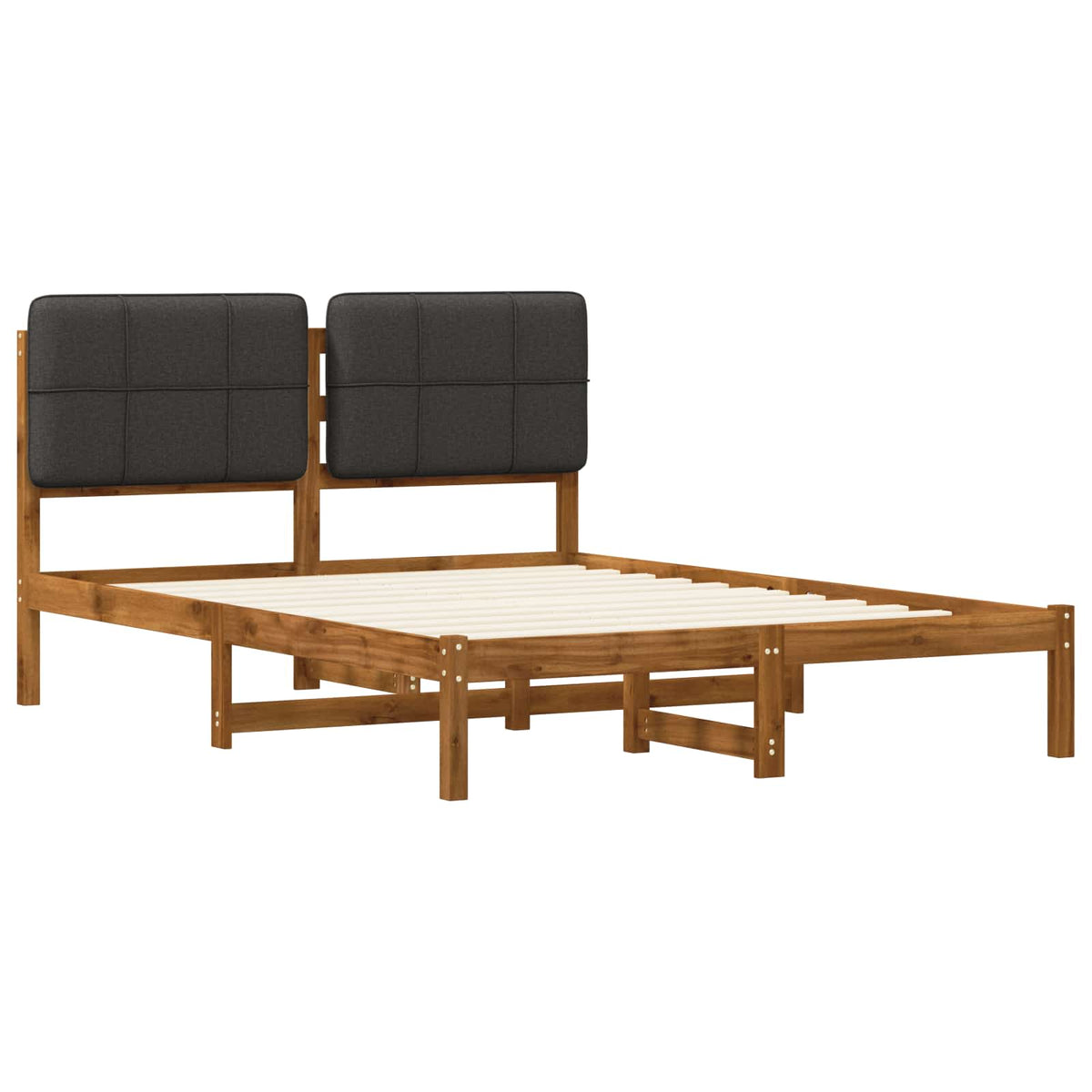Bed Frame with Upholstered Headboard Natural and Dark Grey