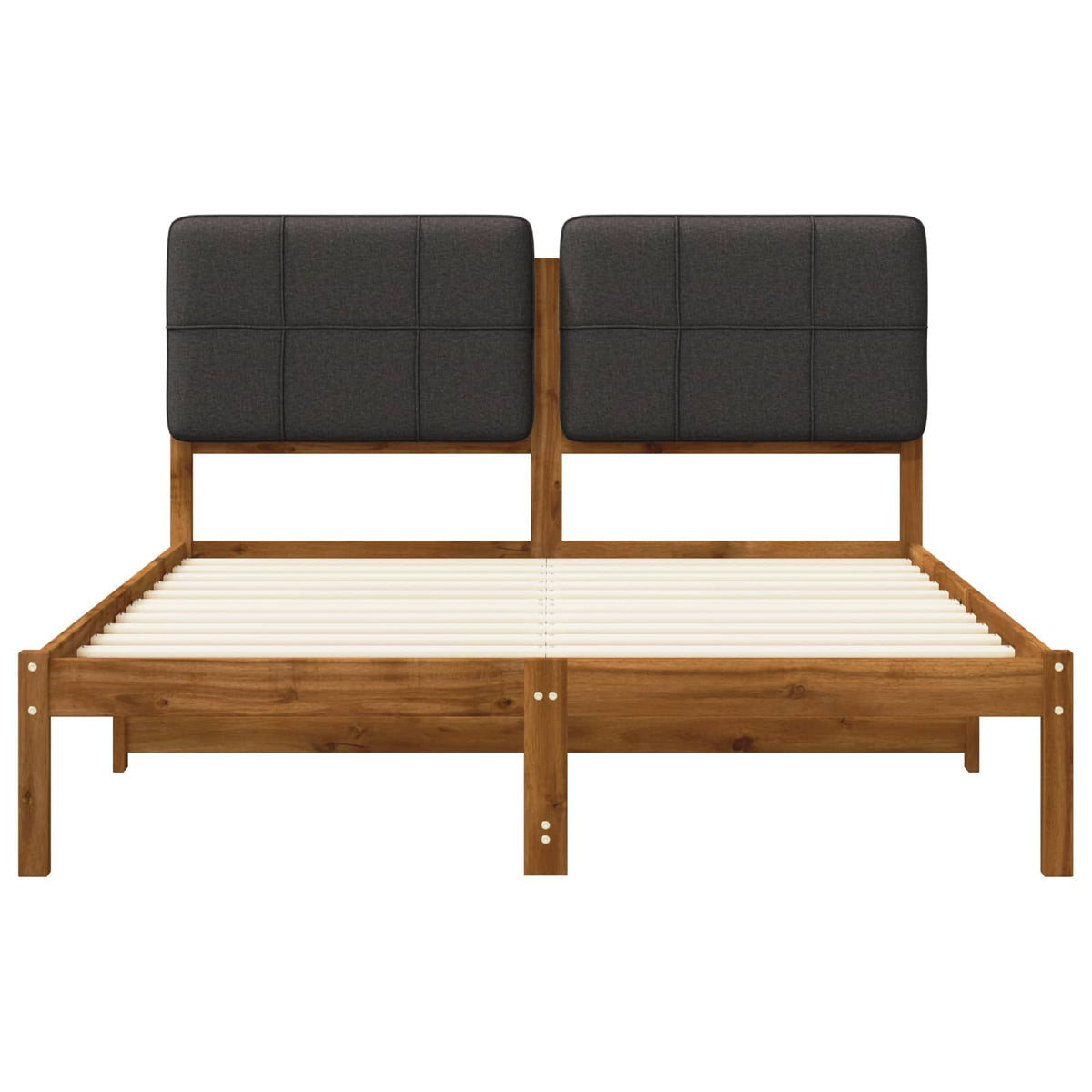Bed Frame with Upholstered Headboard Natural and Dark Grey