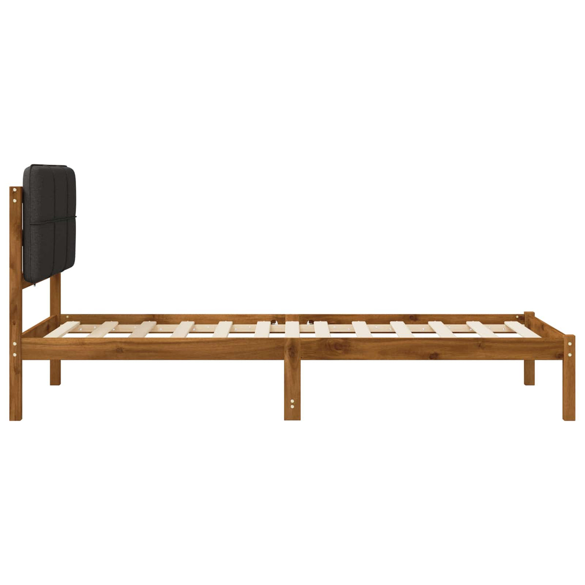 Bed Frame with Upholstered Headboard Natural and Dark Grey