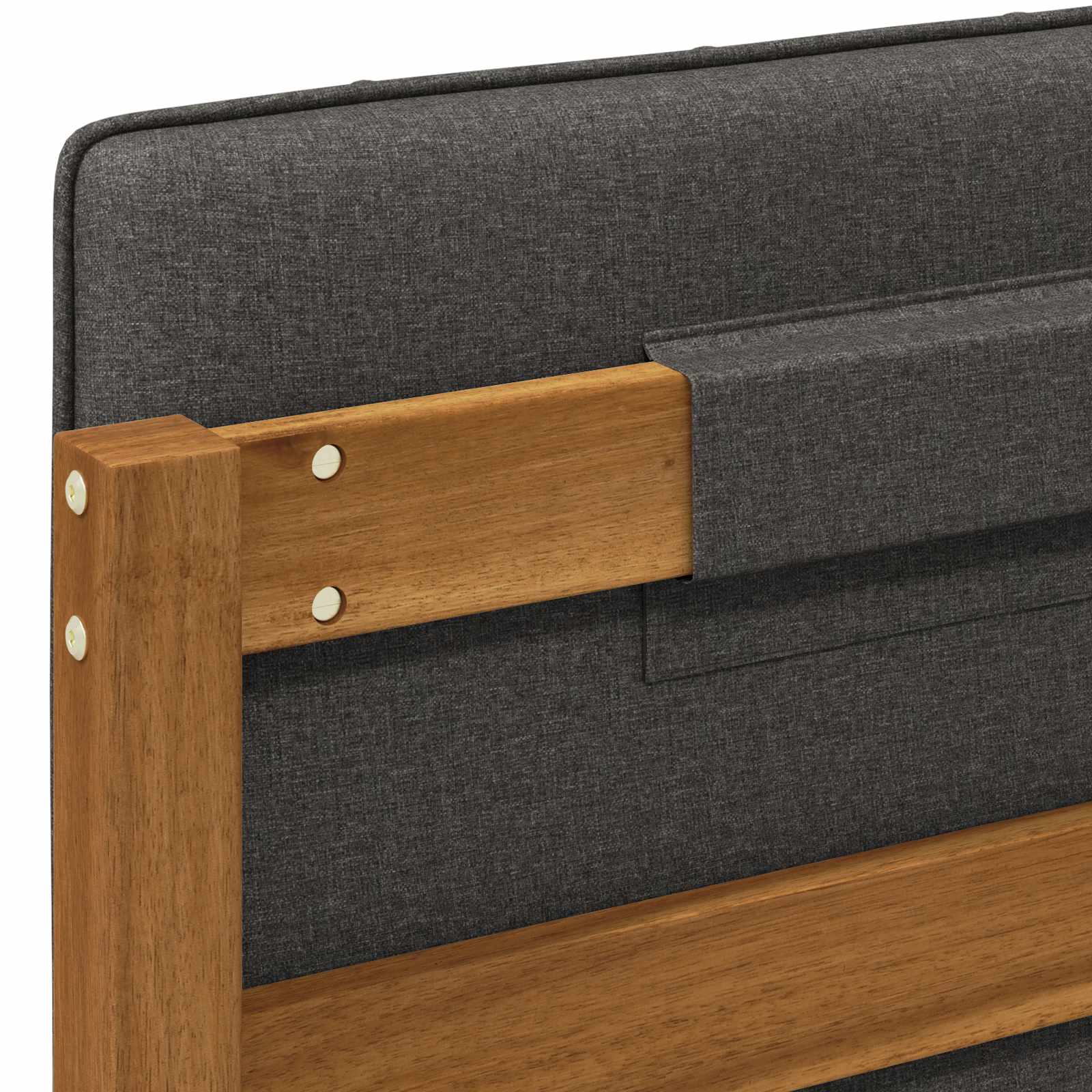 Bed Frame with Upholstered Headboard Natural and Dark Grey