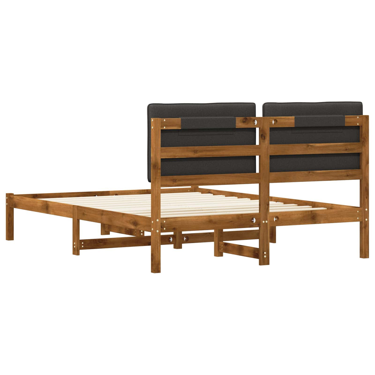 Bed Frame with Upholstered Headboard Natural and Dark Grey