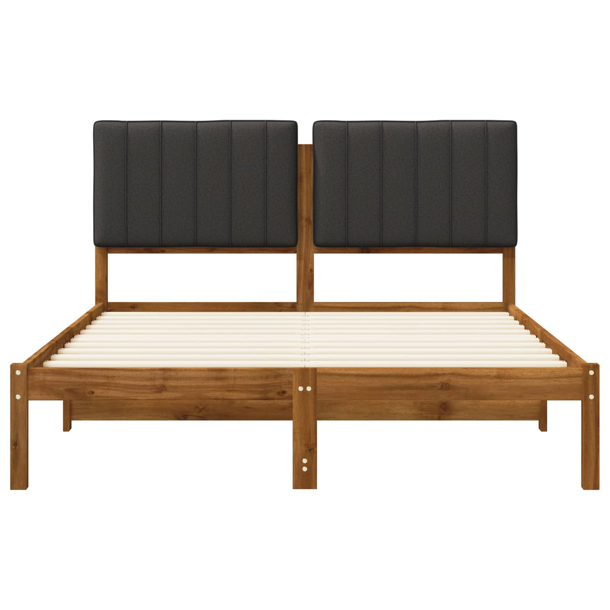 Bed Frame with Upholstered Headboard Natural and Dark Grey