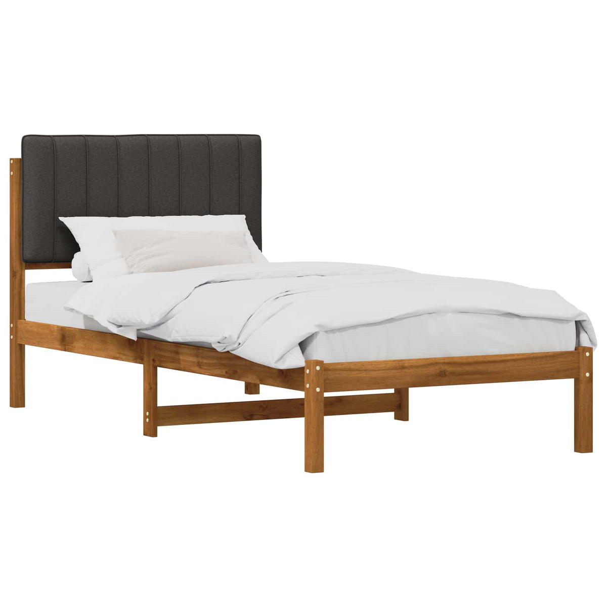 Bed Frame with Upholstered Headboard Natural and Dark Grey