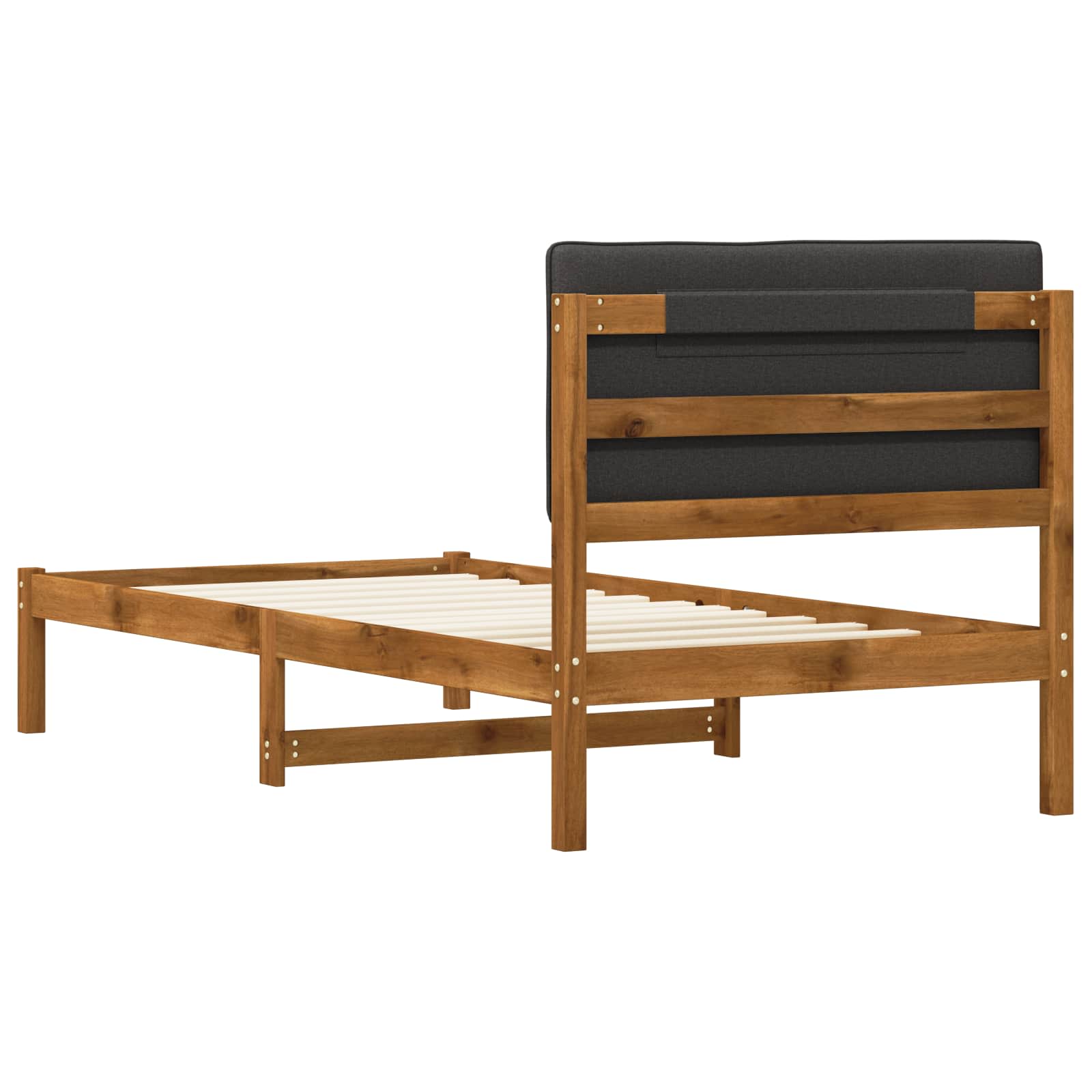 Bed Frame with Upholstered Headboard Natural and Dark Grey