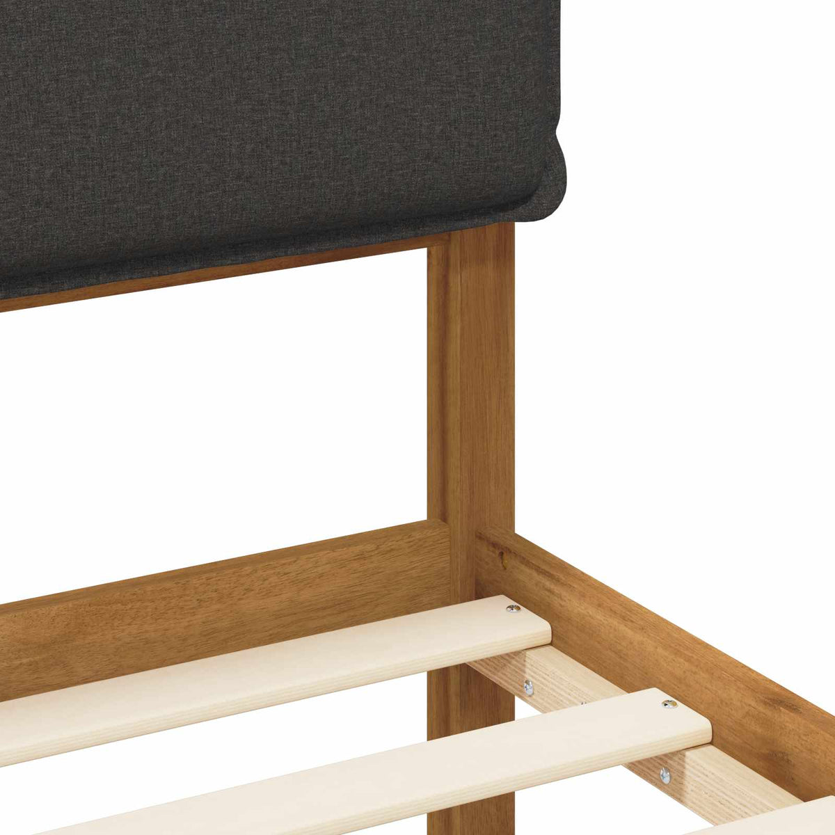 Bed Frame with Upholstered Headboard Natural and Dark Grey