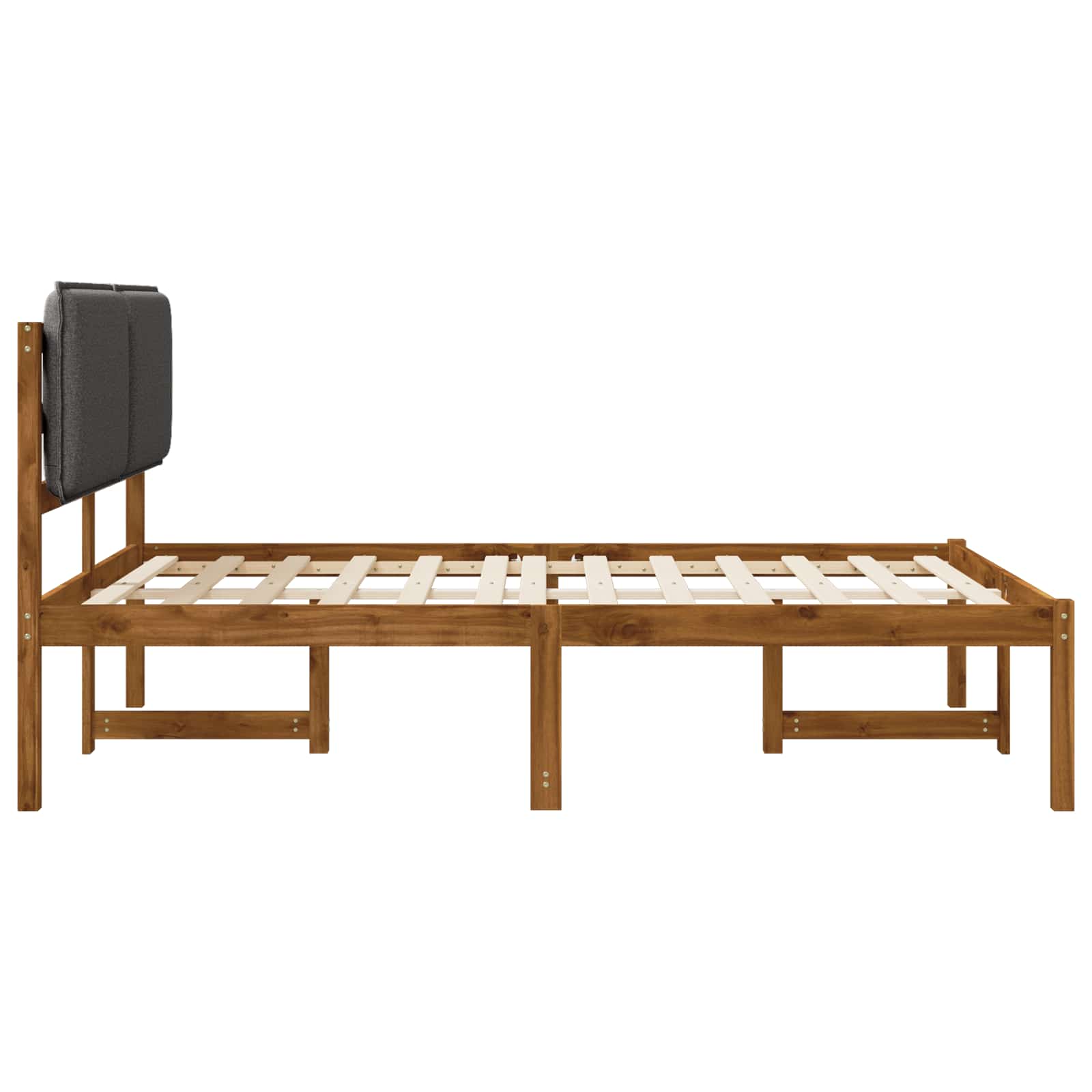 Bed Frame with Upholstered Headboard Natural and Dark Grey