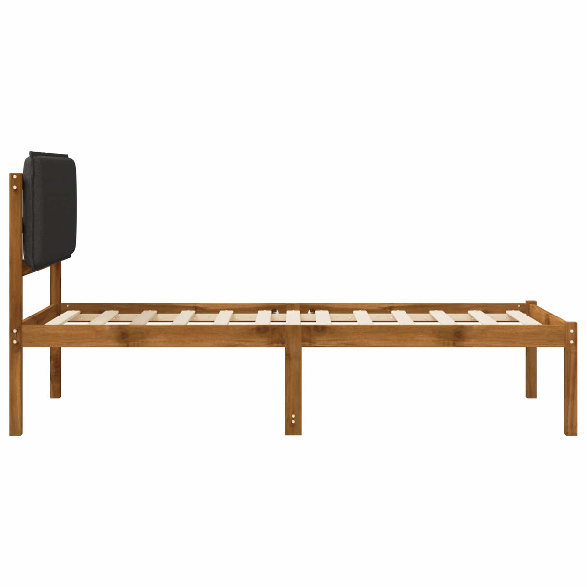 Bed Frame with Upholstered Headboard Natural and Dark Grey
