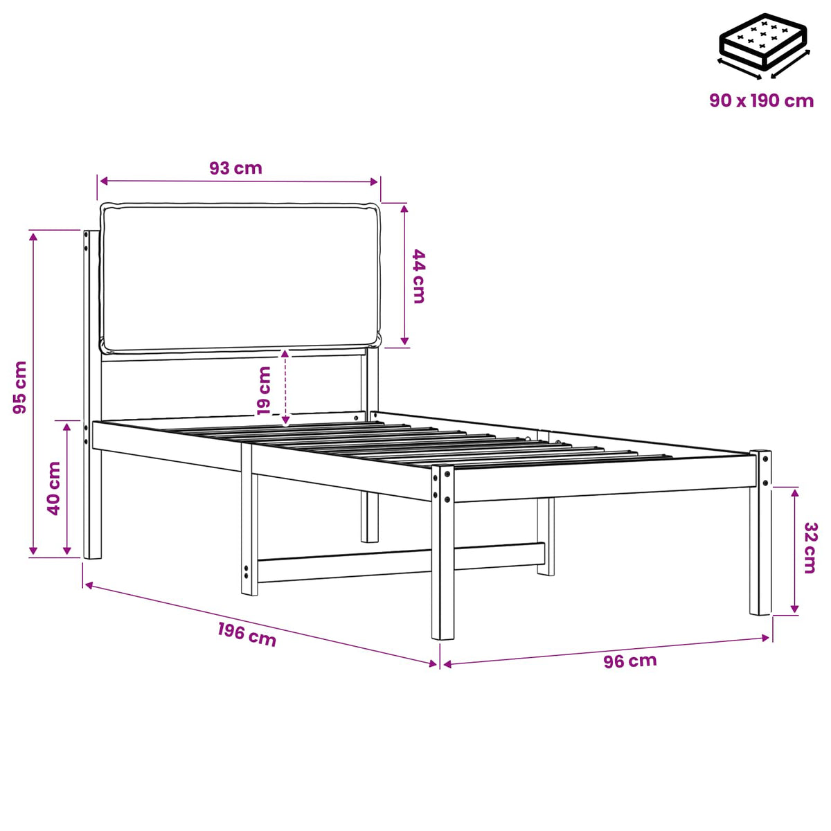 Bed Frame with Upholstered Headboard Natural and Dark Grey