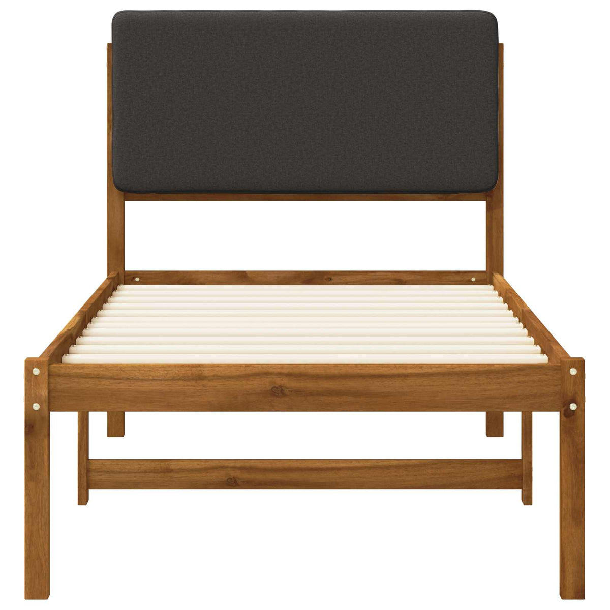 Bed Frame with Upholstered Headboard Natural and Dark Grey