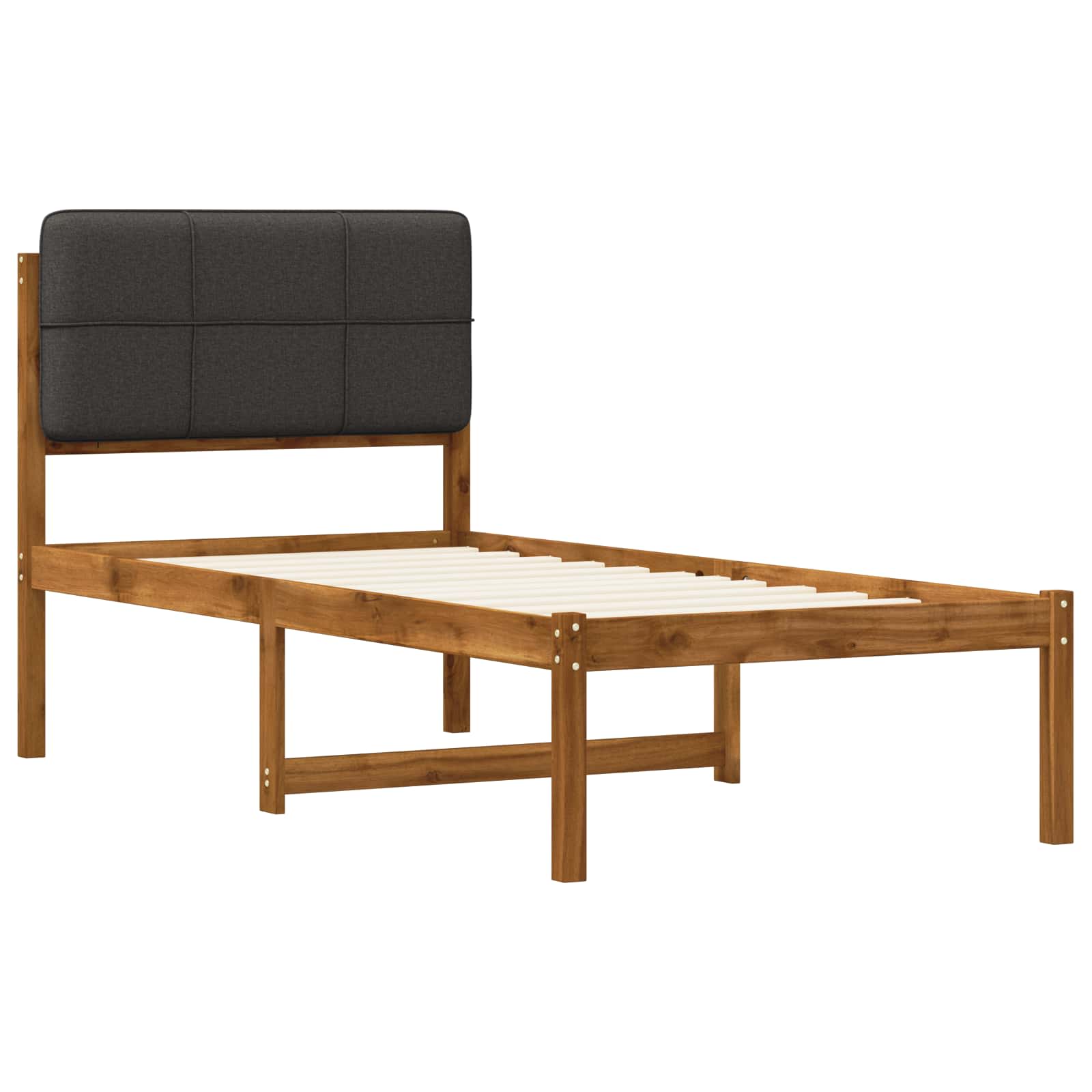 Bed Frame with Upholstered Headboard Natural and Dark Grey