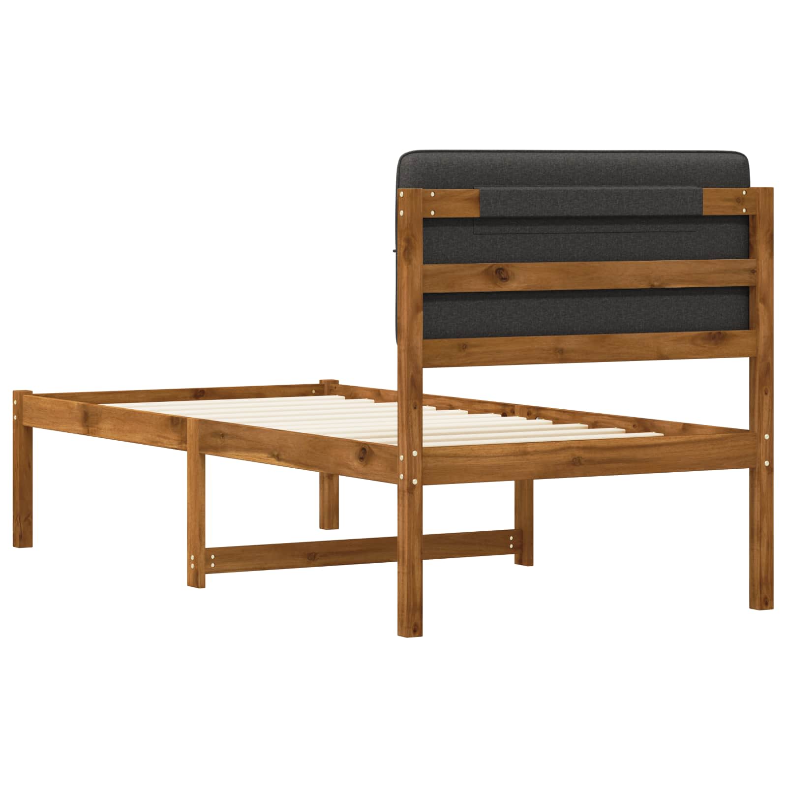 Bed Frame with Upholstered Headboard Natural and Dark Grey