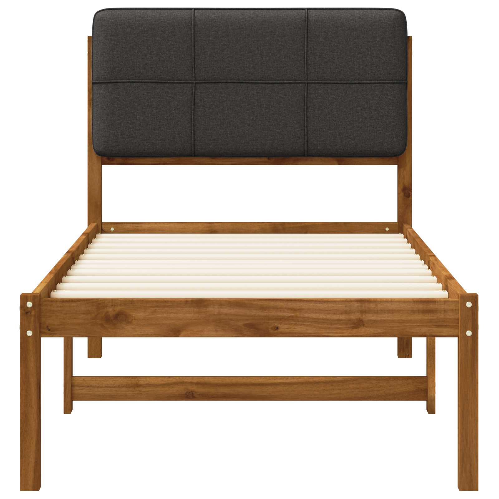 Bed Frame with Upholstered Headboard Natural and Dark Grey