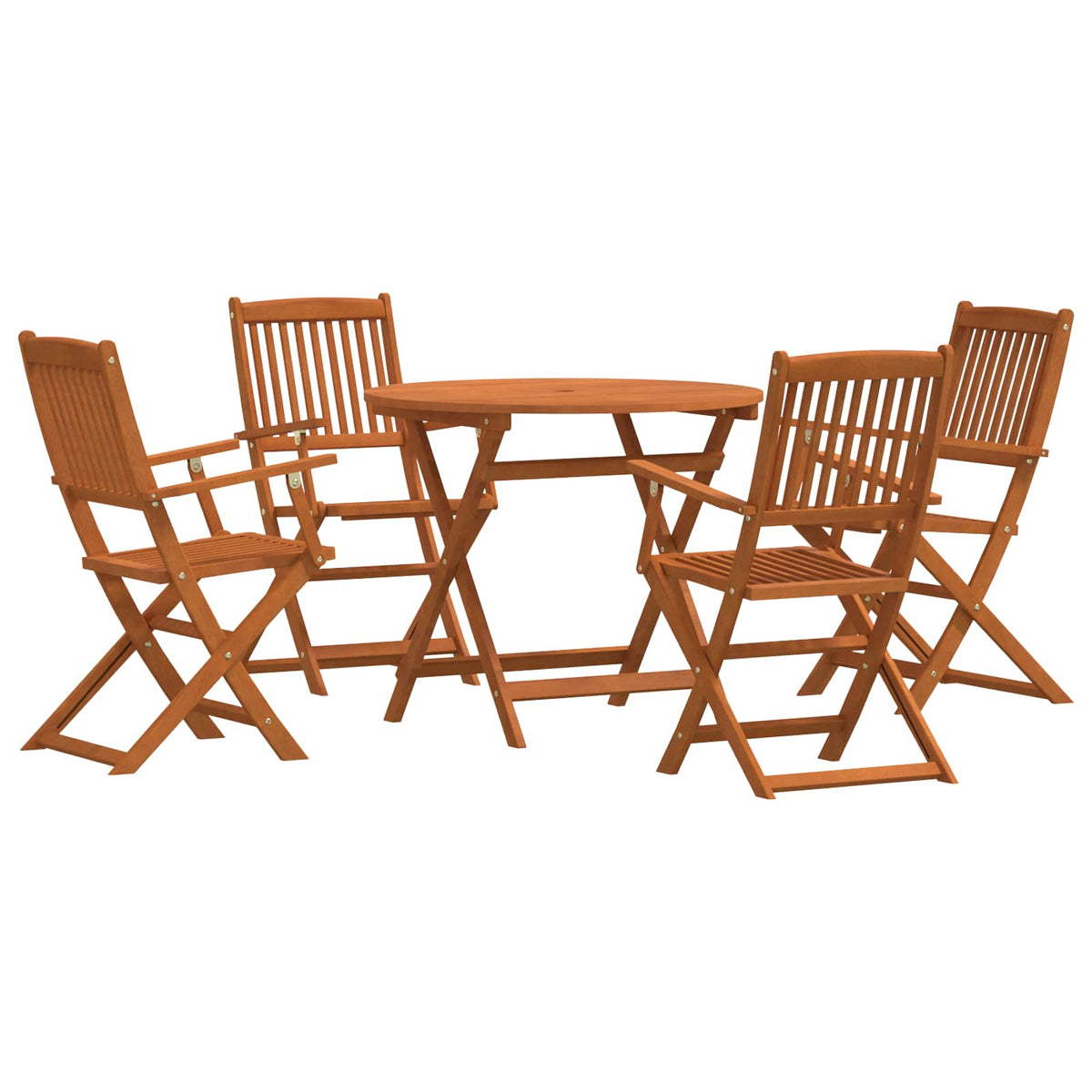 Outdoor Furniture Set 5 pcs Natural Solid Eucalyptus Wood