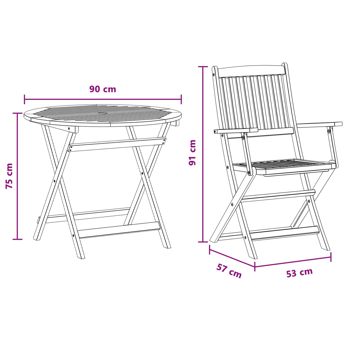Outdoor Furniture Set 5 pcs Natural Solid Eucalyptus Wood