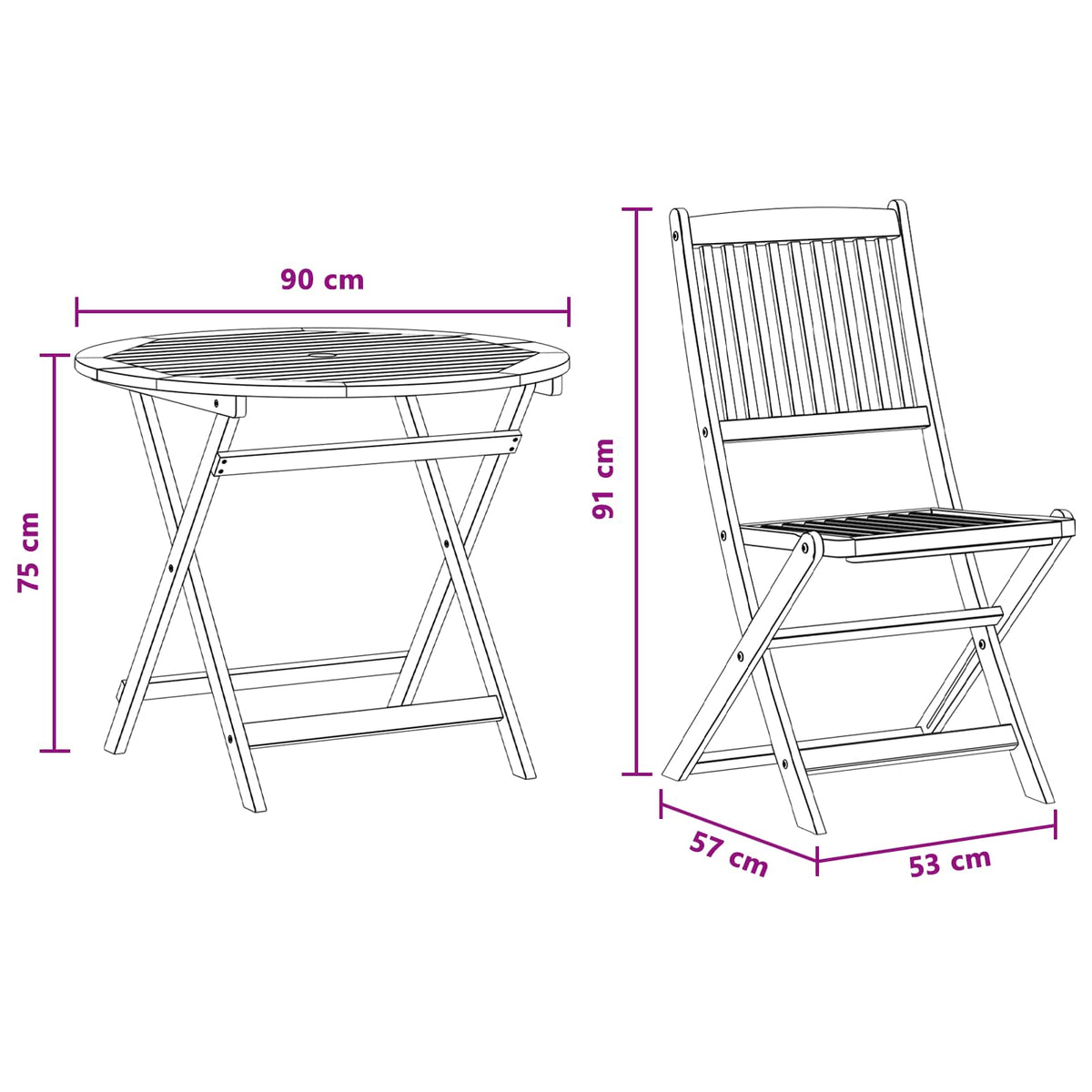 Outdoor Furniture Set 5 pcs Natural Solid Eucalyptus Wood