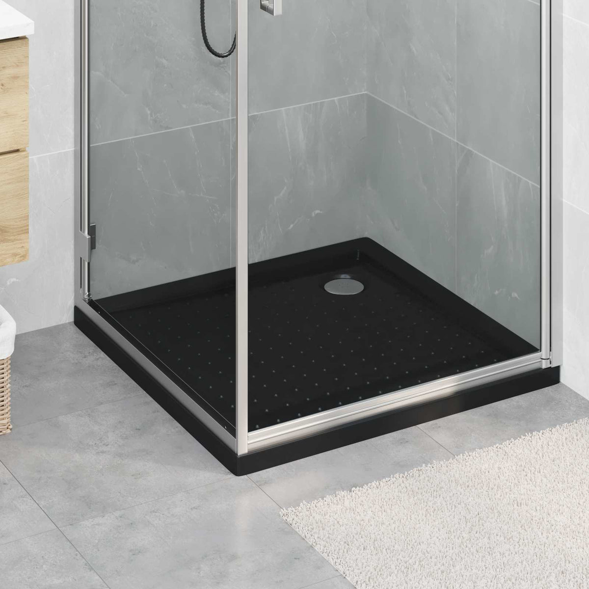 Shower Base Tray with Dots 80 x 80 x 4 cm ABS Black