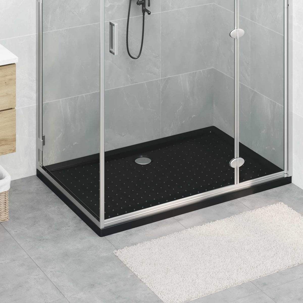 Shower Base Tray with Dots 120 x 80 x 4 cm ABS Black
