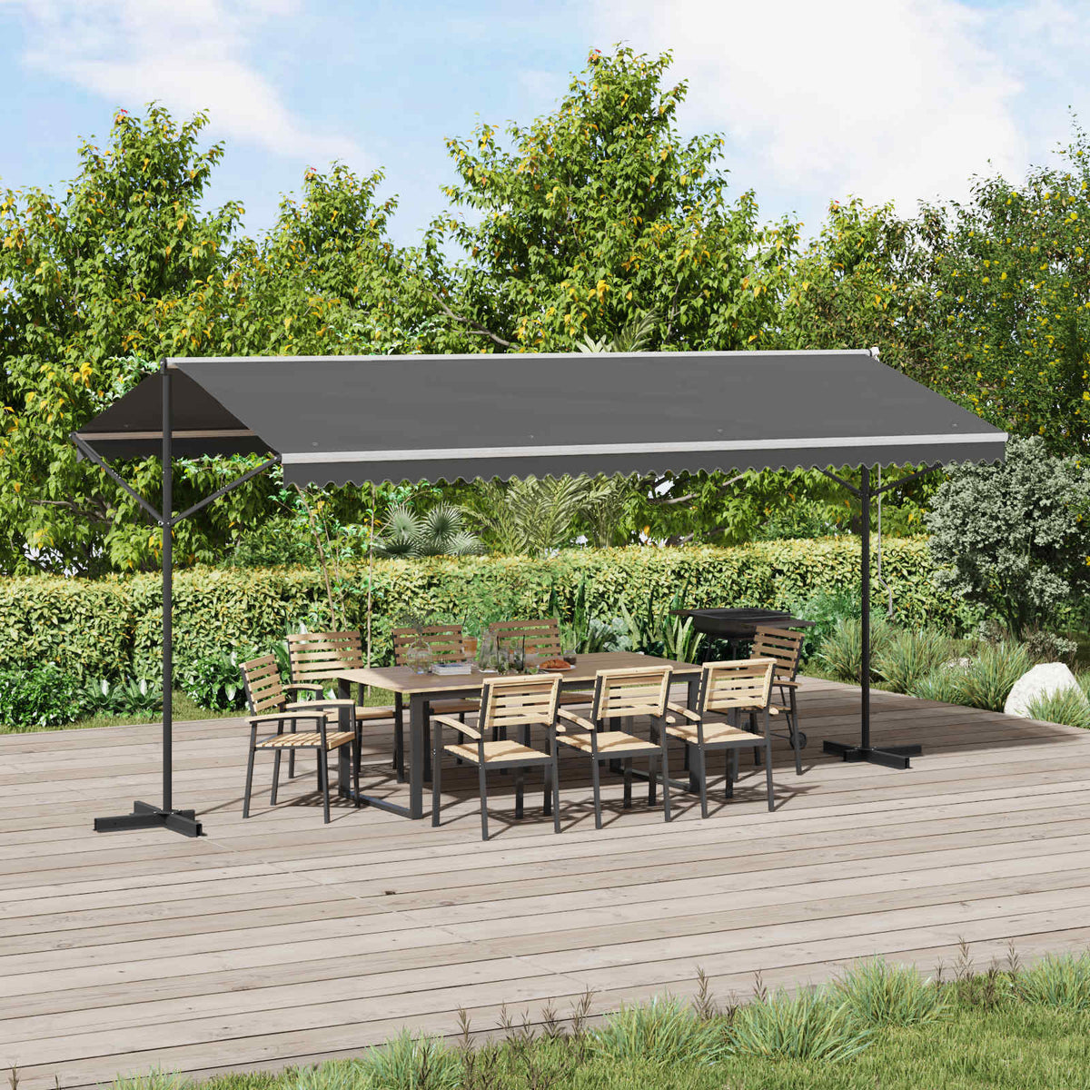 Free Standing Awning Grey 5 x 3 m Polyester