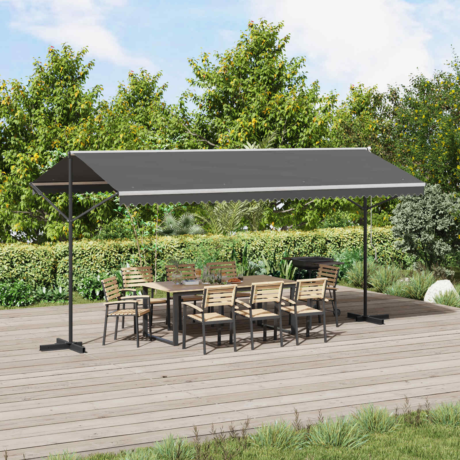 Free Standing Awning Grey 5 x 3 m Polyester