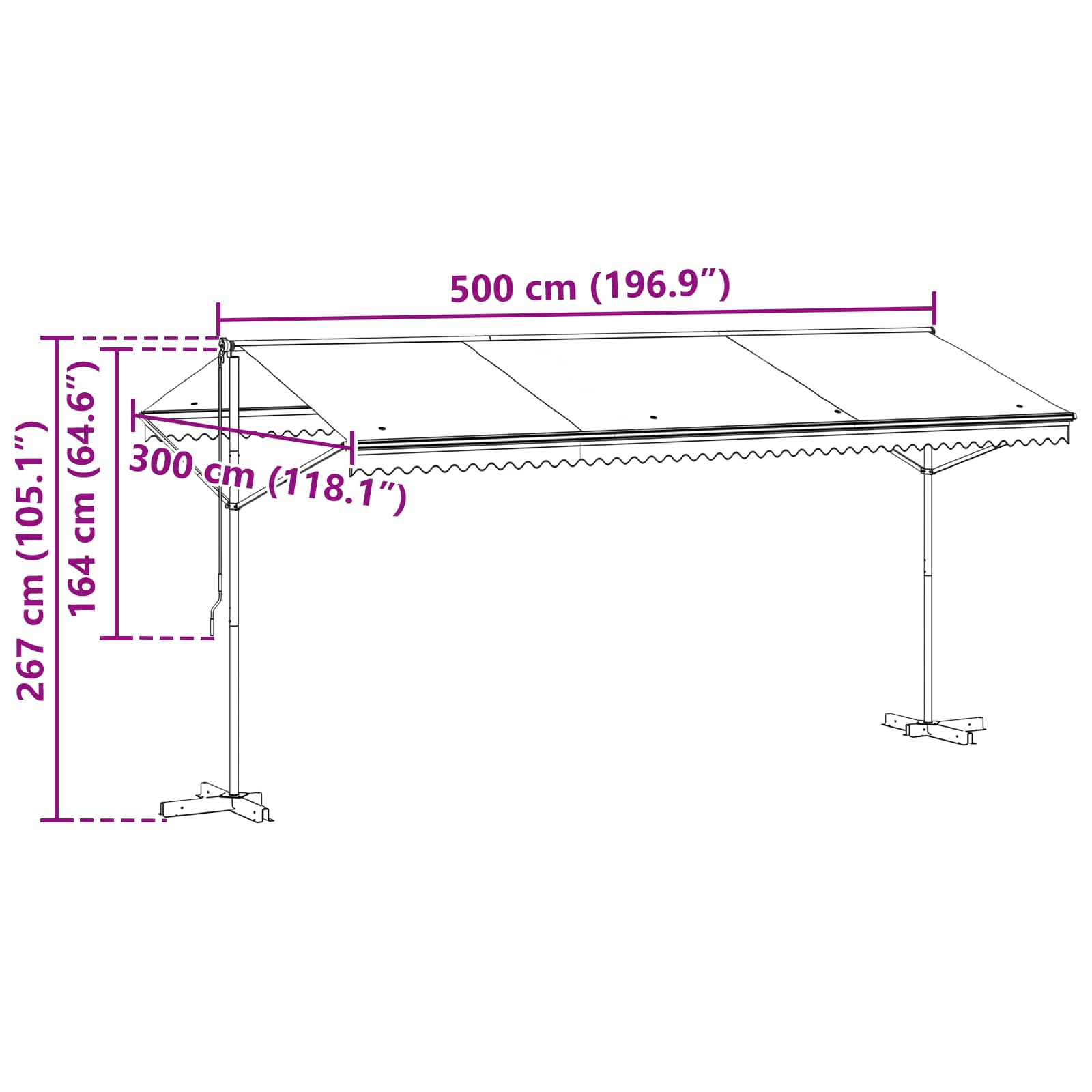 Free Standing Awning Grey 5 x 3 m Polyester