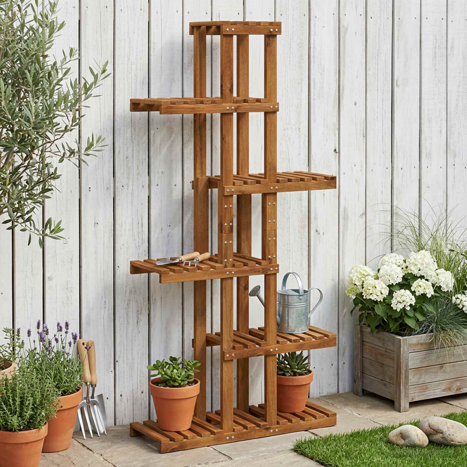 Plant Stand Natural 68 x 23.5 x 140 cm Solid Acacia Wood
