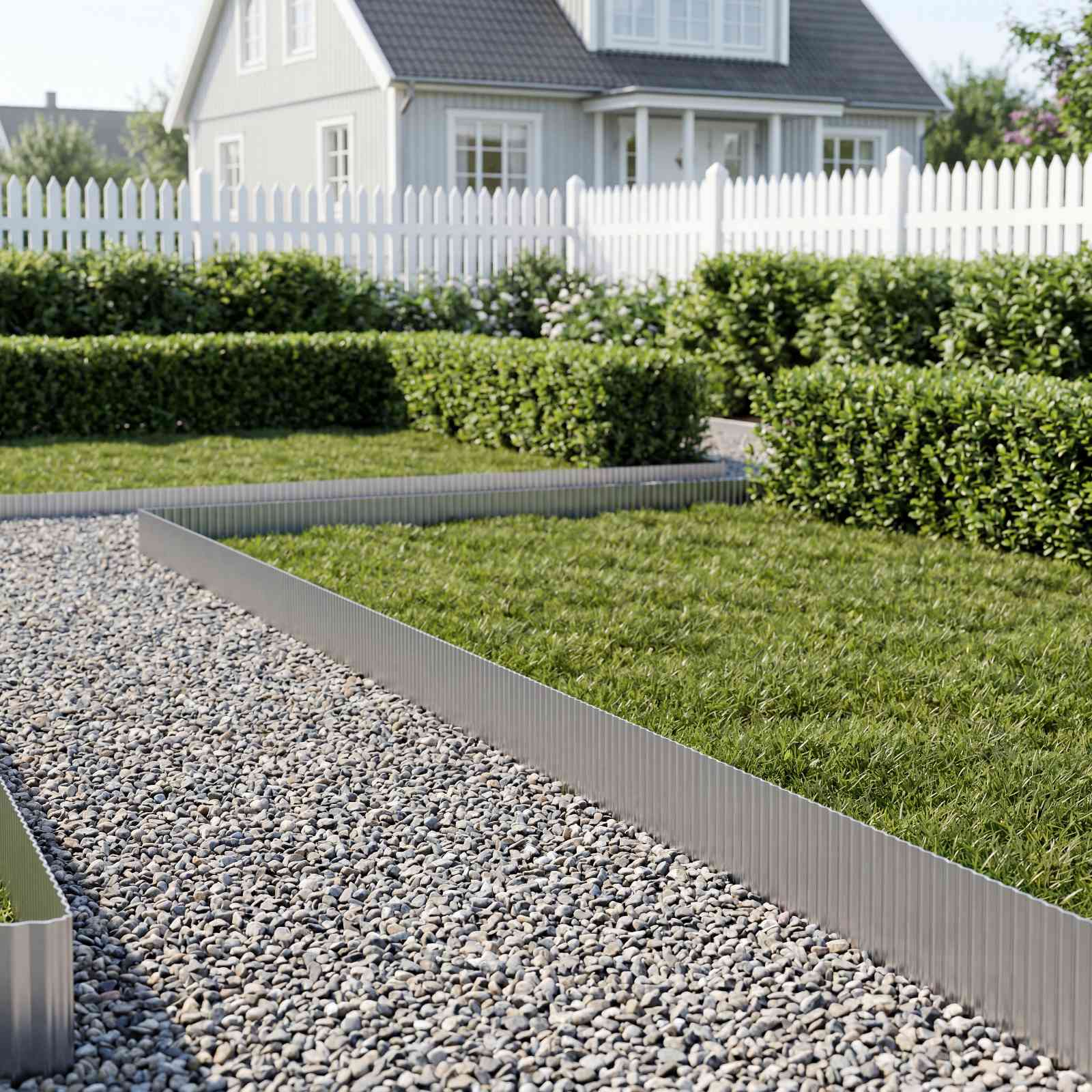 Lawn Edging 5 m x 25 cm Galvanised Steel Silver