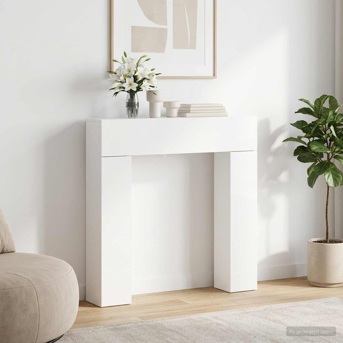 Fireplace Surround White 102 x 18 x 100.5 cm Engineered Wood