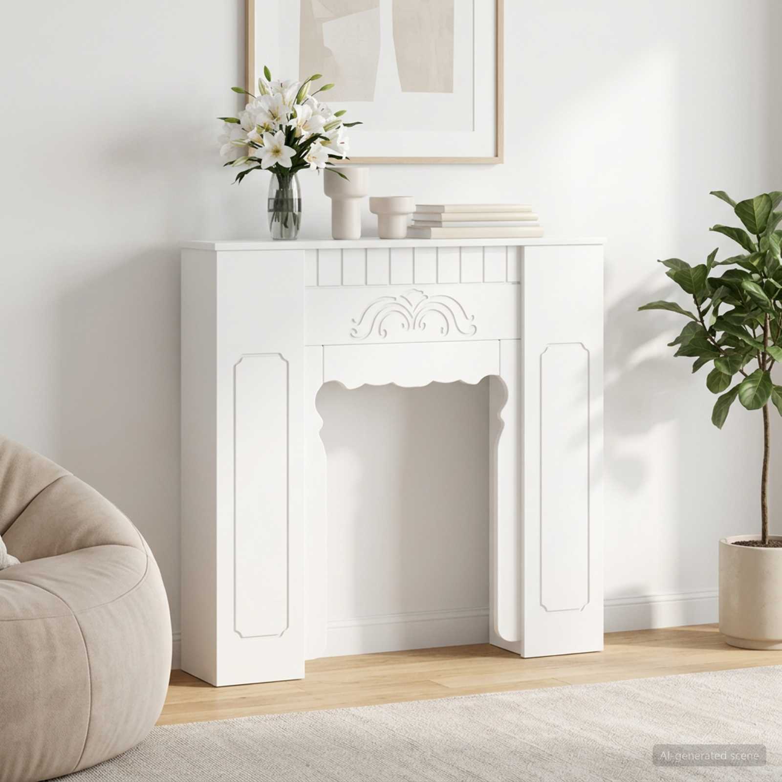 Fireplace Surround White 93 x 20 x 89 cm Engineered Wood