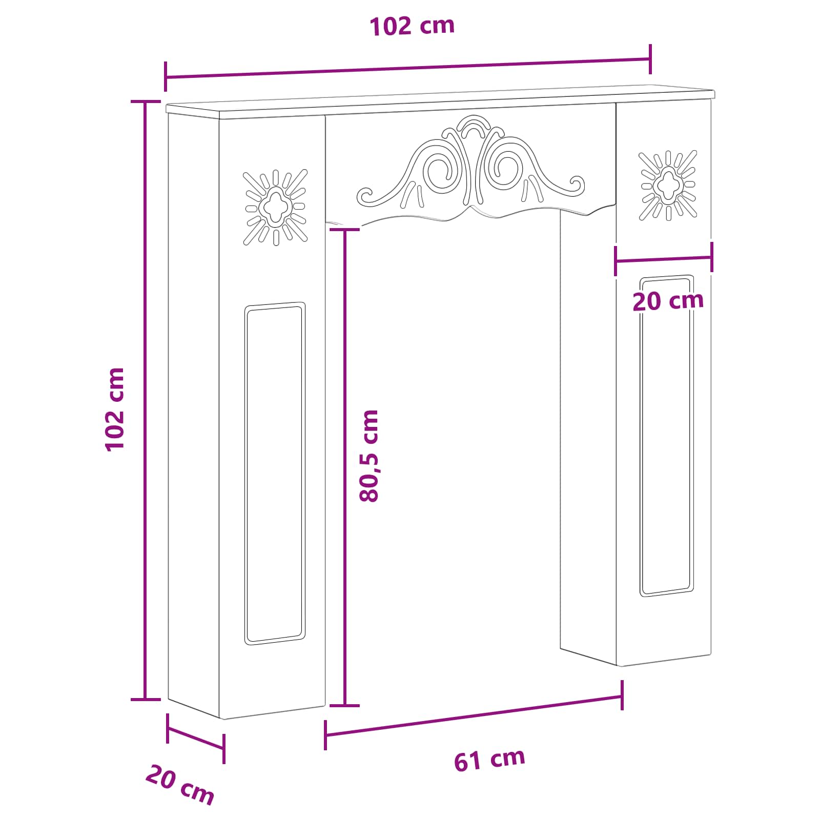 Fireplace Surround White 102 x 20 x 102 cm Engineered Wood