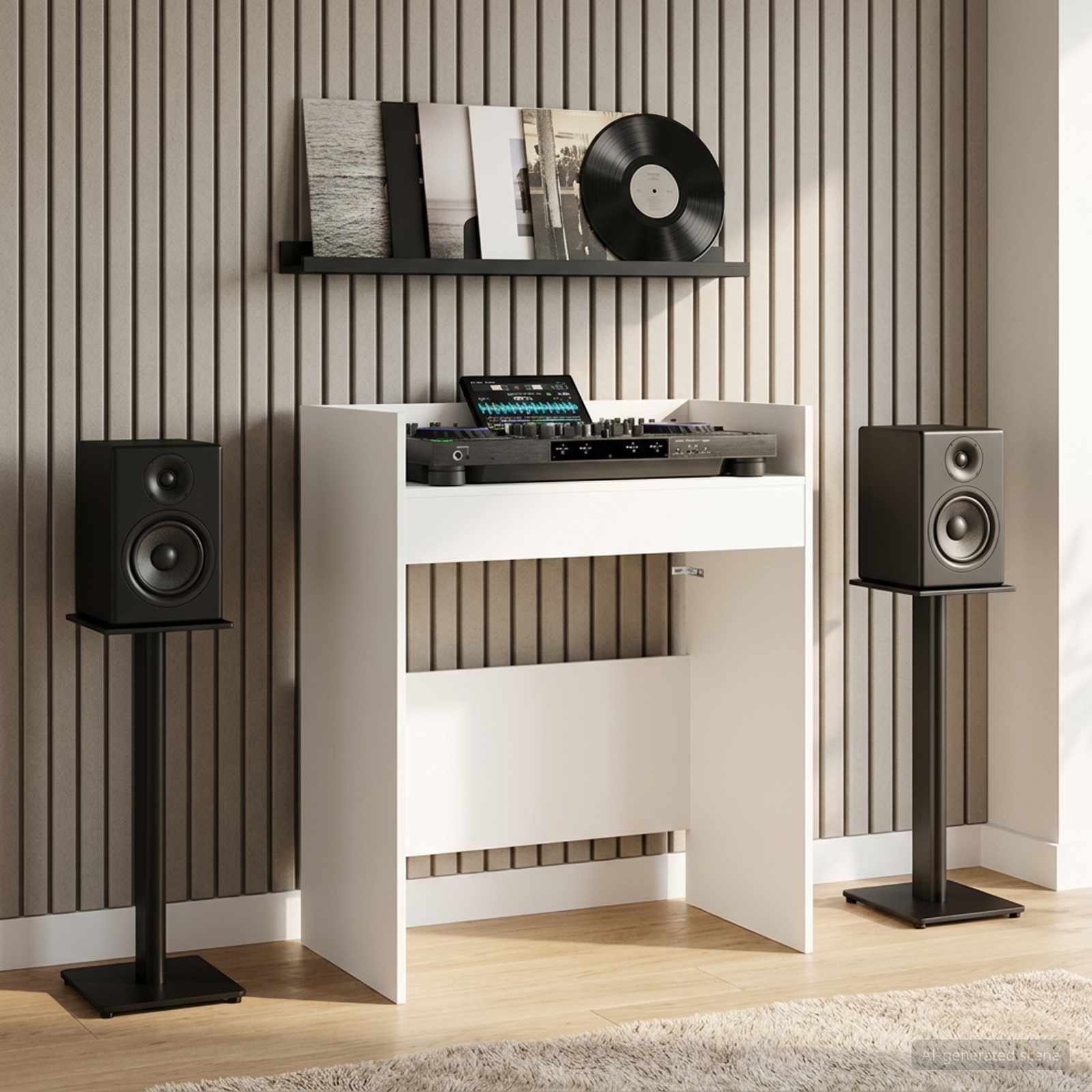 DJ Table White 82 x 45 x 102 cm Engineered Wood