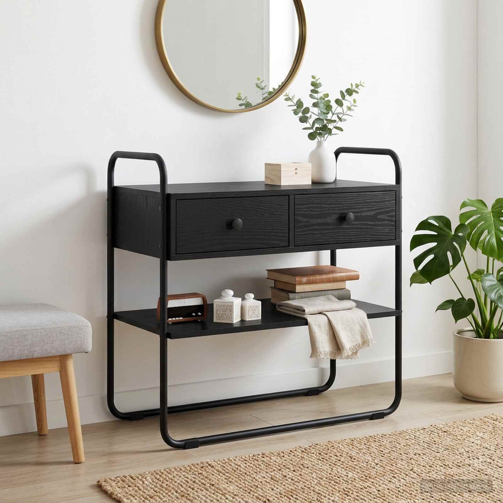 Console Table Black Oak 100 x 40 x 75 cm Engineered Wood