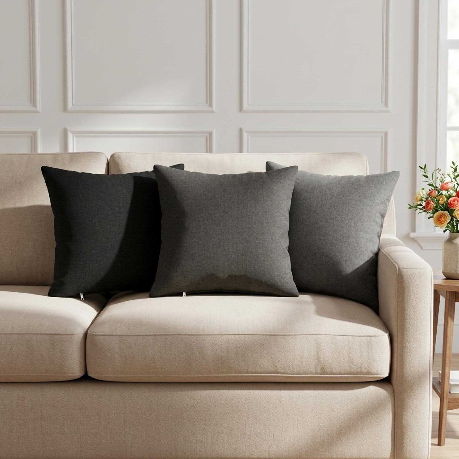 Cushion with Pillow HEERLEN 2 pcs Light Grey Fabric