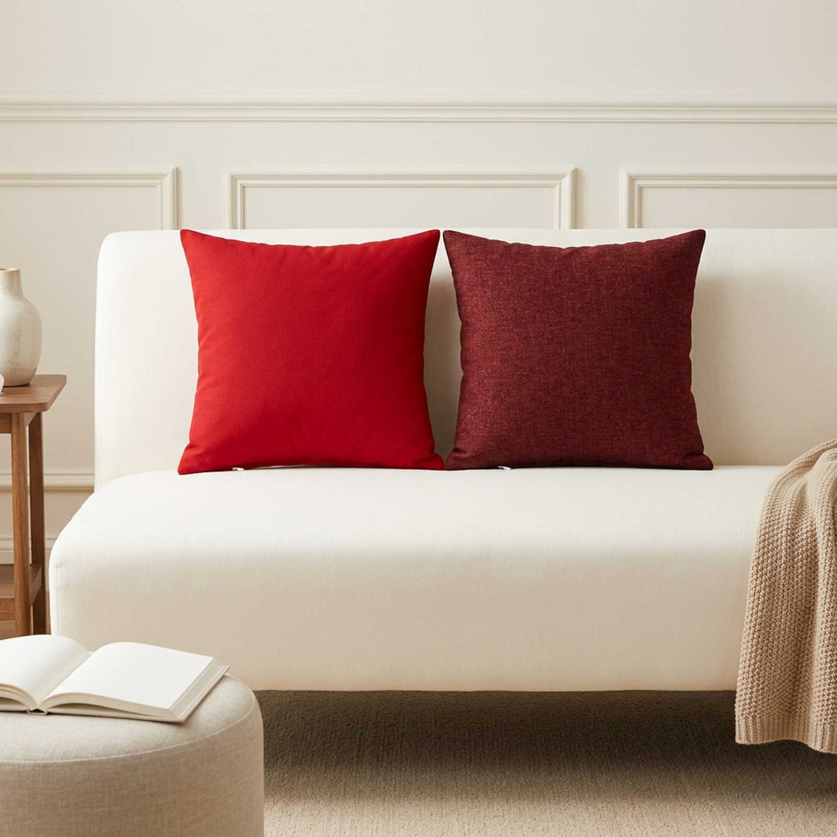Cushion with Pillow HEERLEN 2 pcs Wine Red Fabric