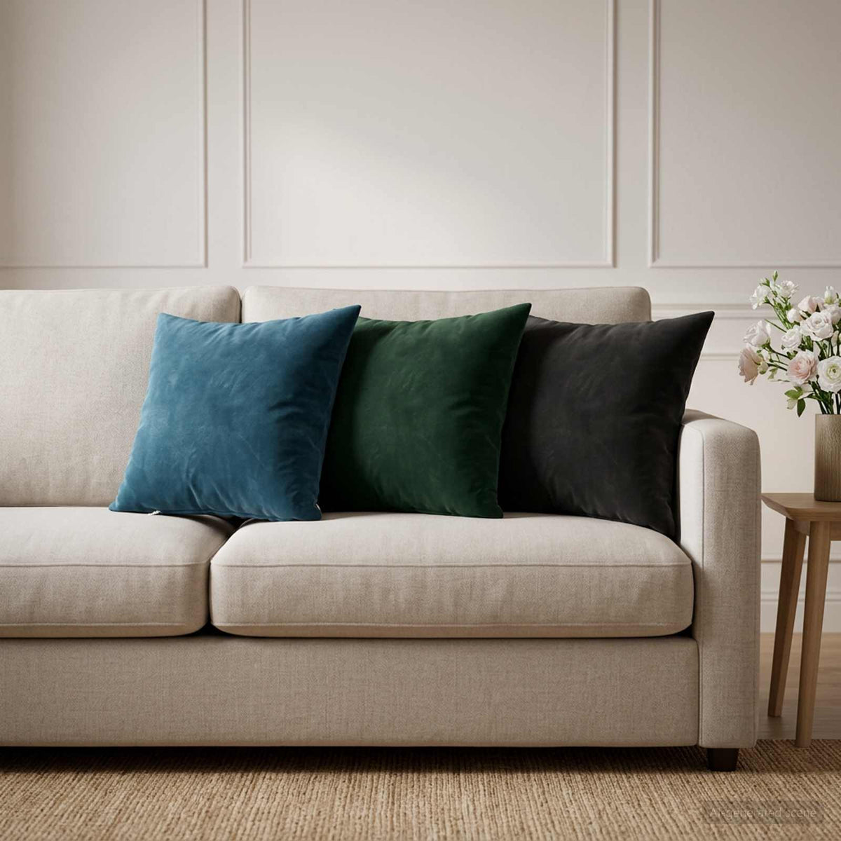 Cushion with Pillow HEERLEN 2 pcs Black Velvet