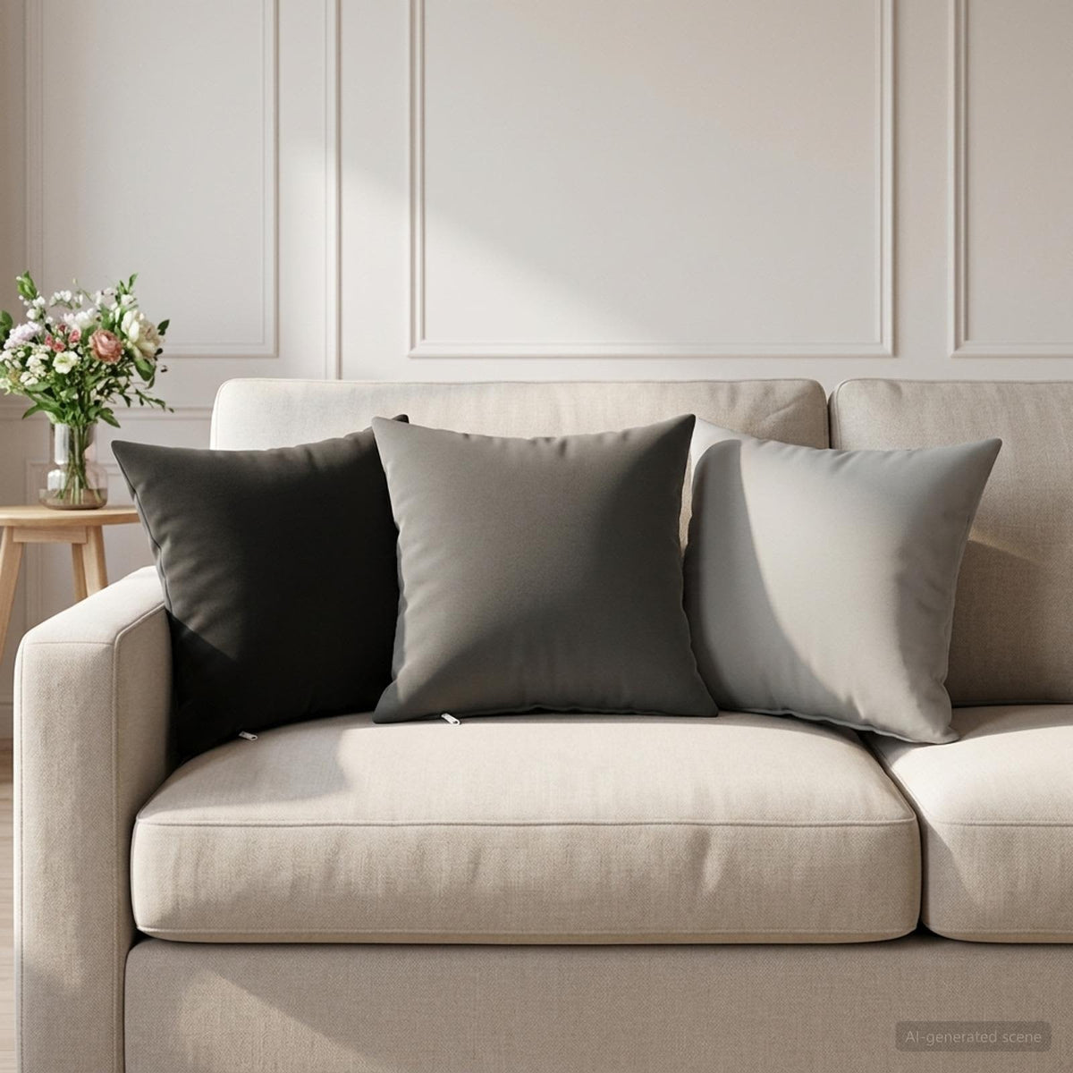Cushion with Pillow HEERLEN 2 pcs Anthracite Polyester
