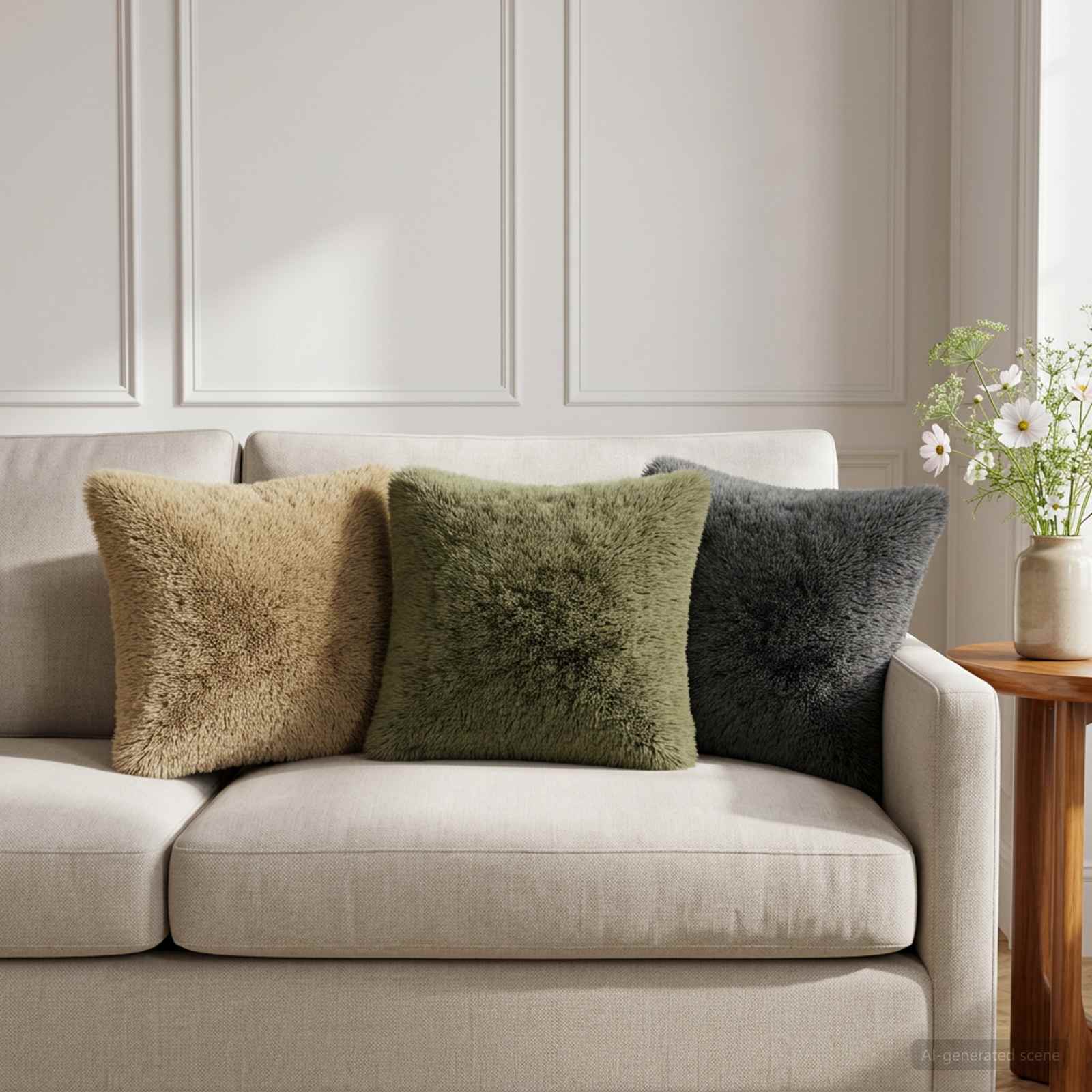 Cushion with Pillow HEERLEN 2 pcs Light Grey PV Fleece