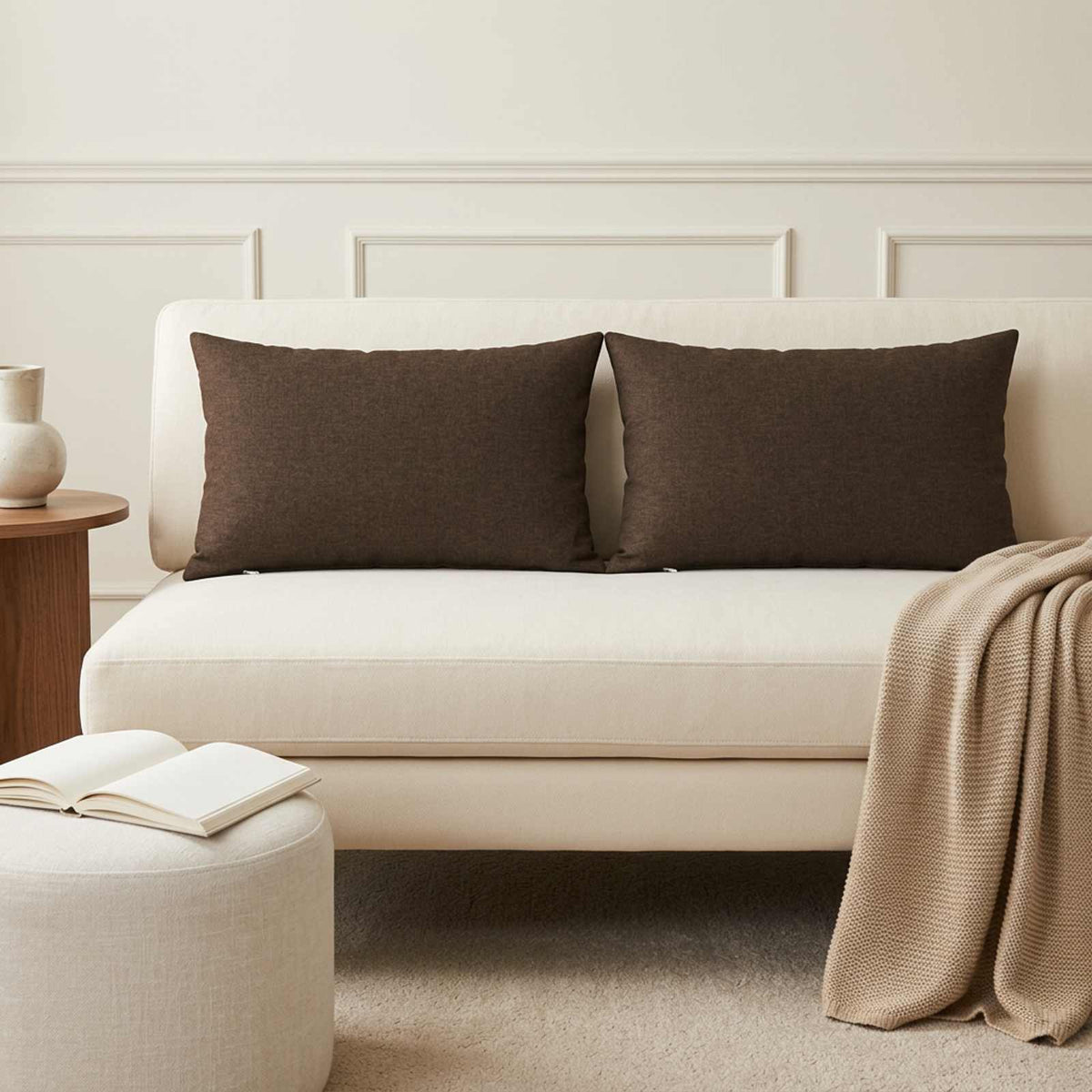 Cushion with Pillow HEERLEN 2 pcs Brown Fabric