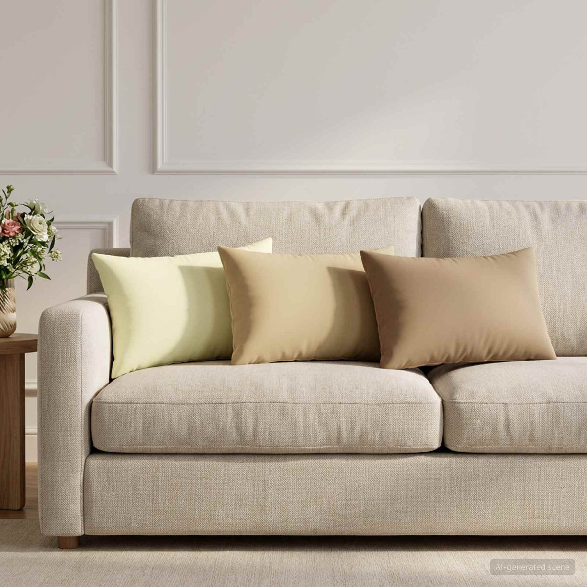 Cushion with Pillow HEERLEN 6 pcs Cream Polyester