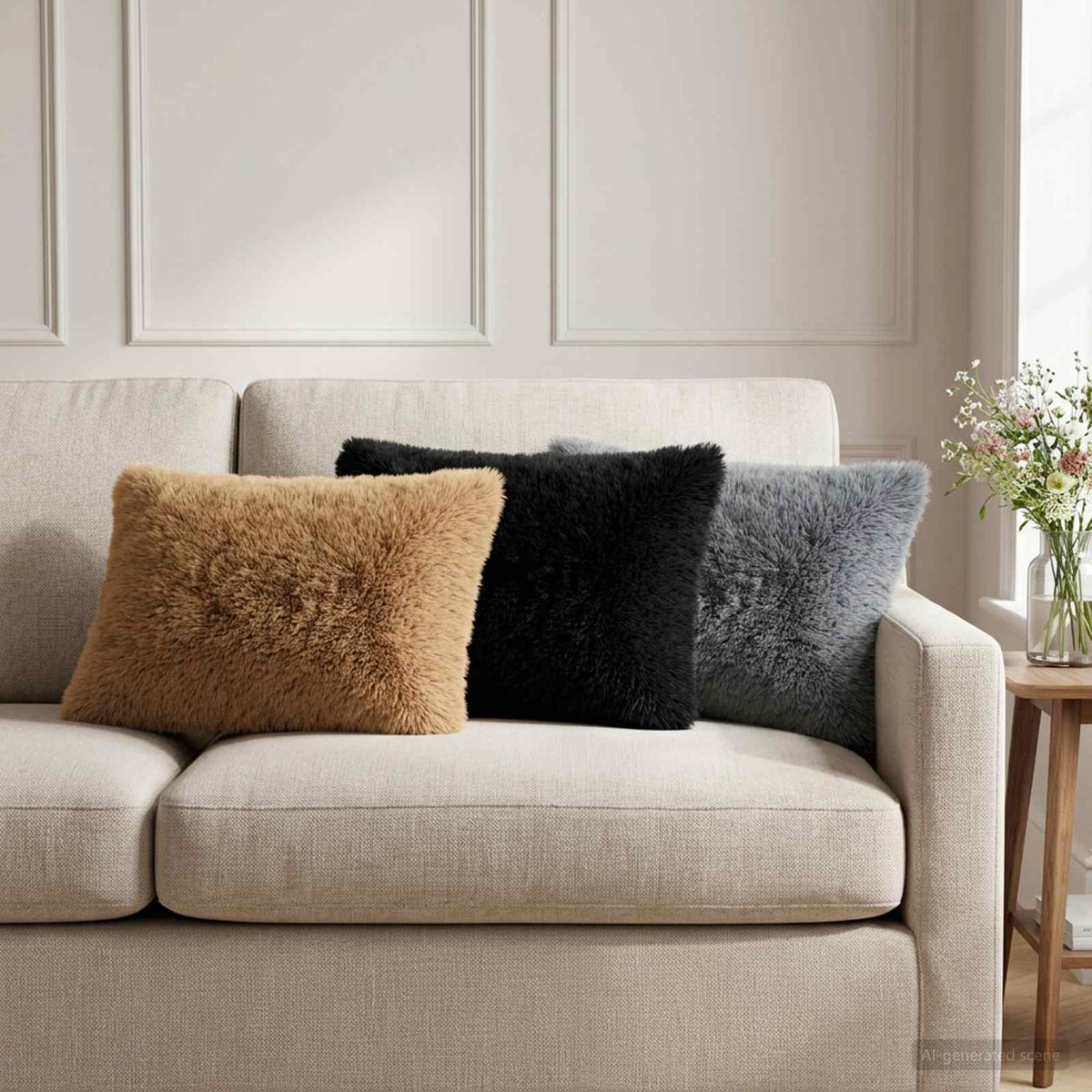 Cushion with Pillow HEERLEN 2 pcs Black PV Fleece