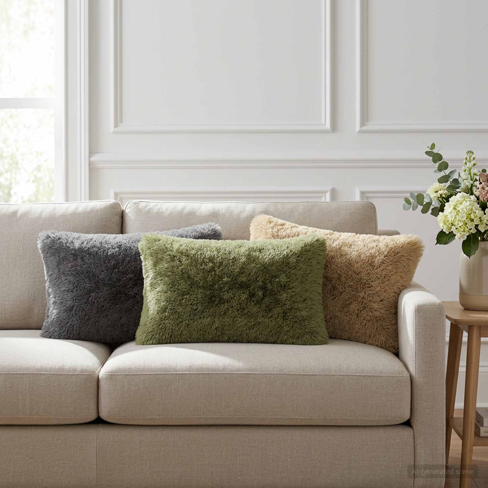 Cushion with Pillow HEERLEN 2 pcs Light Grey PV Fleece