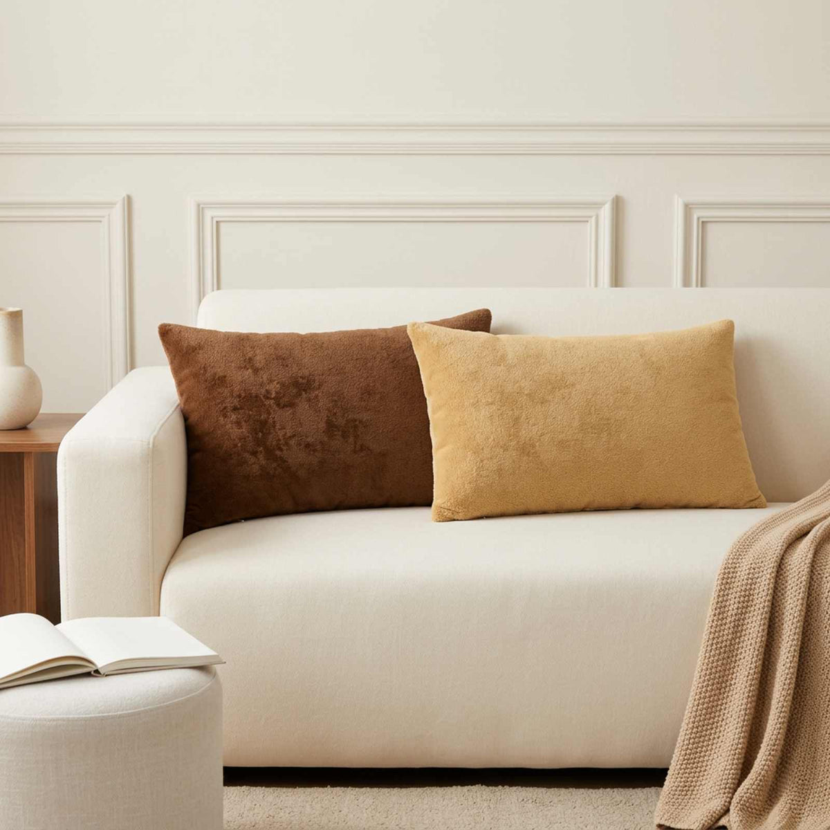 Throw Pillow 6 pcs HEERLEN Taupe 30 x 50 cm Flannel