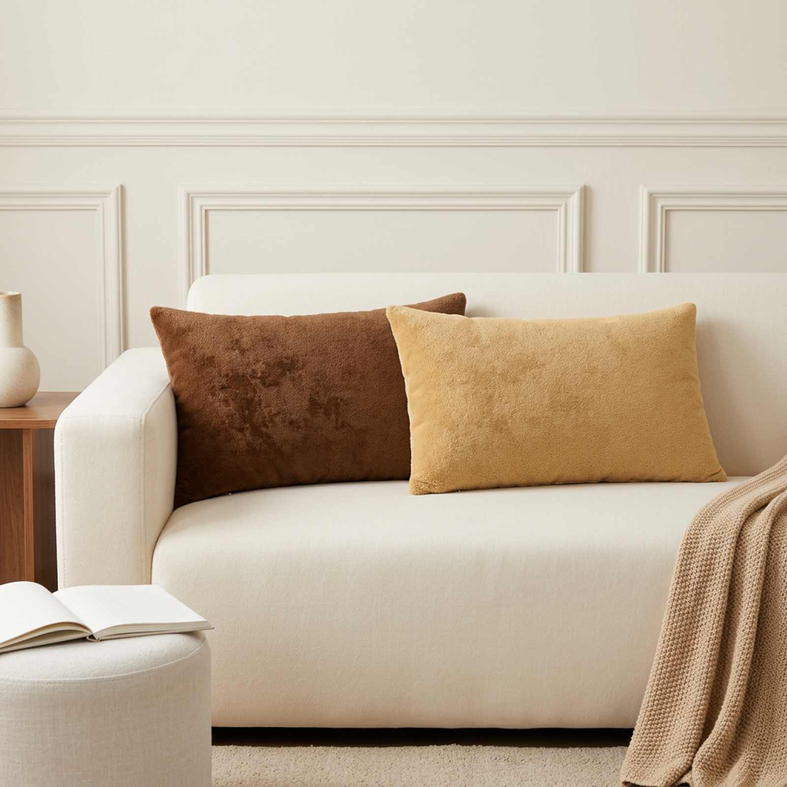 Throw Pillow 6 pcs HEERLEN Taupe 30 x 50 cm Flannel