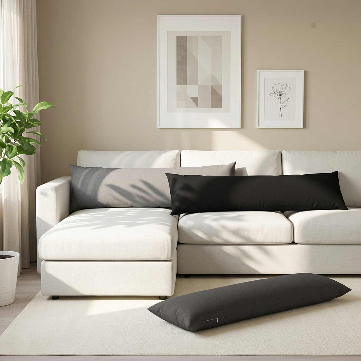 Throw Pillow HEERLEN Black 40 x 145 cm Fabric