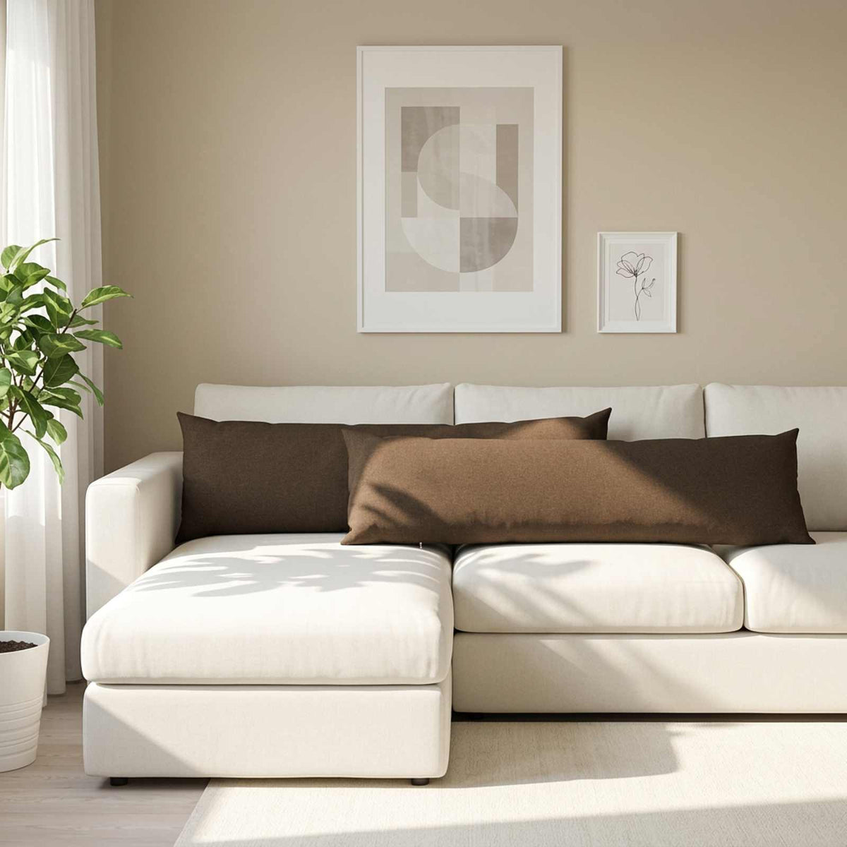 Throw Pillow 2 pcs HEERLEN Taupe 40 x 145 cm Fabric