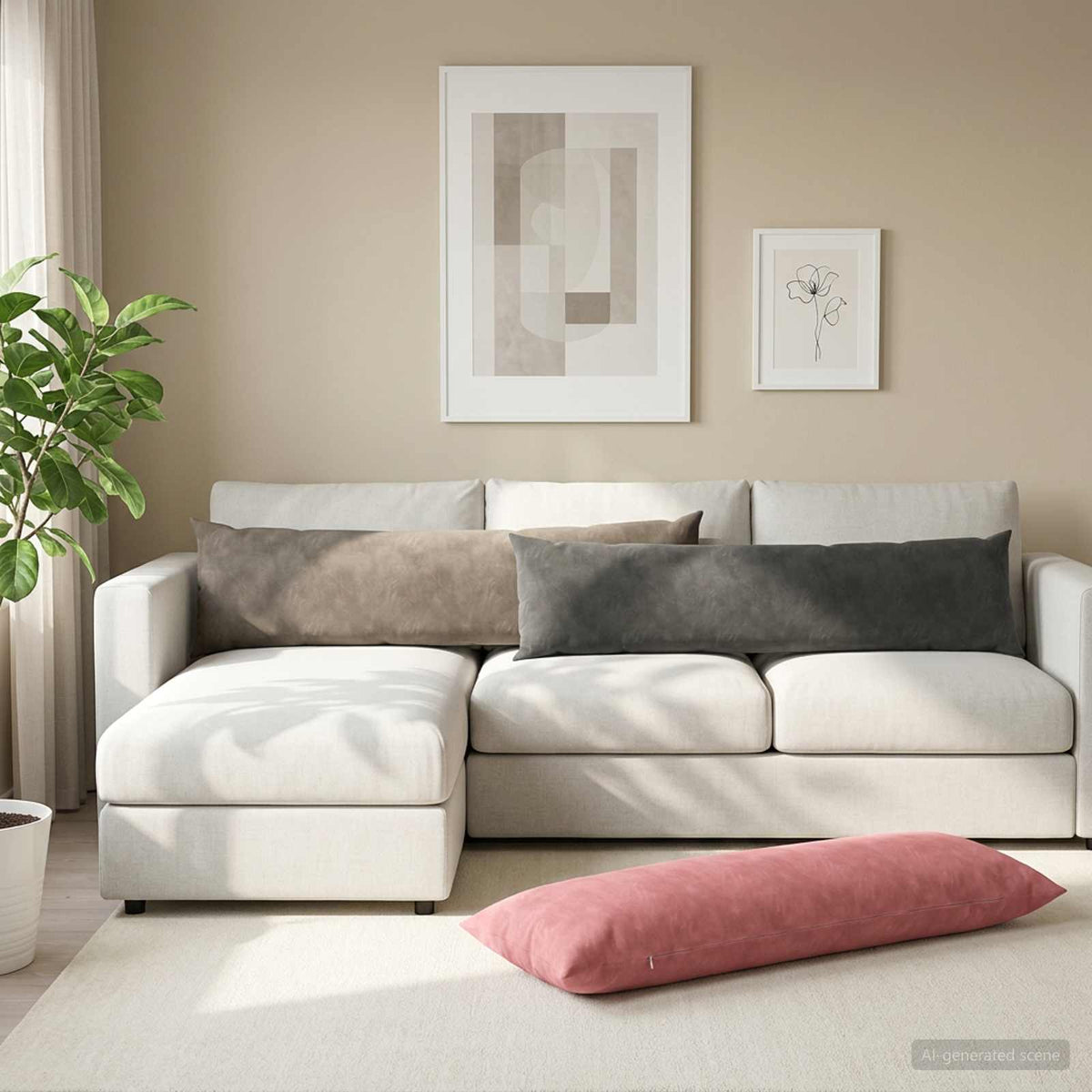 Cushion with Pillow HEERLEN Dark Grey 40 x 145 cm Velvet